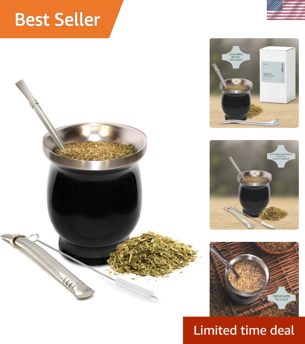 Stylish 8oz Yerba Mate Tea Set – Double-Walled Stainless Steel for Any Occasion