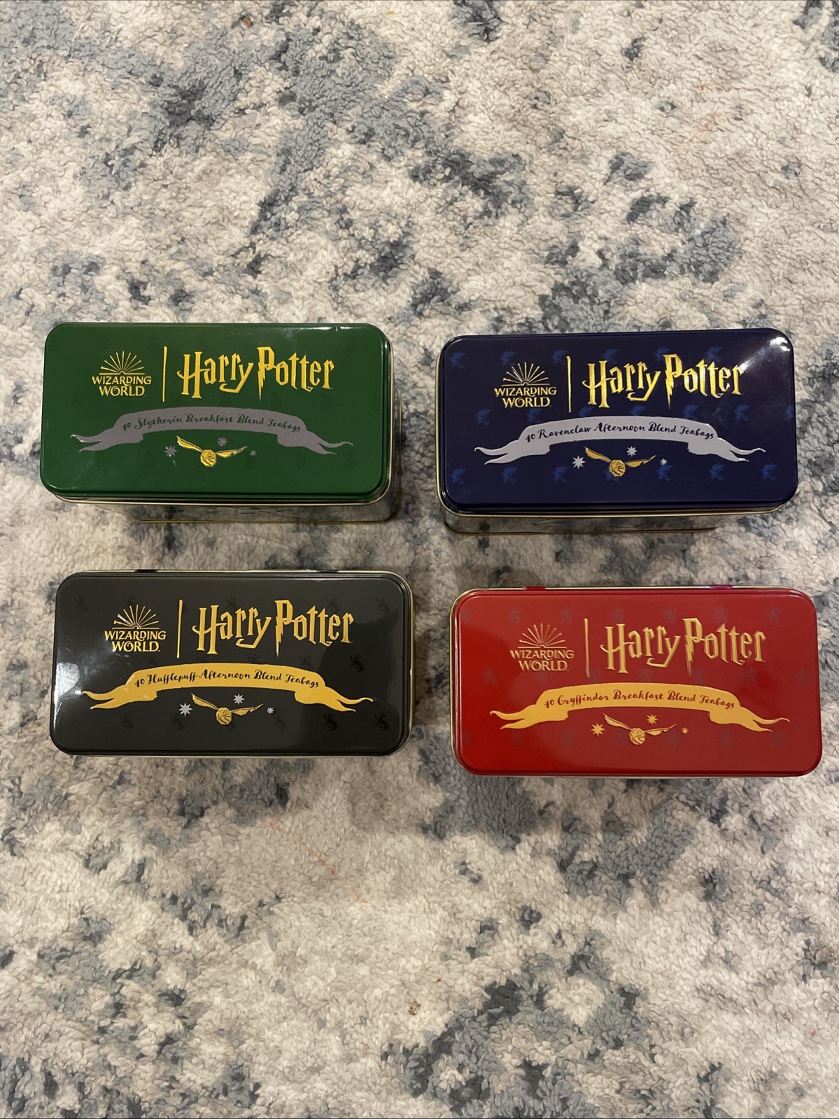 NEW Harry Potter House Collectible Tins 40 Breakfast Blend Teabags Each, Sealed