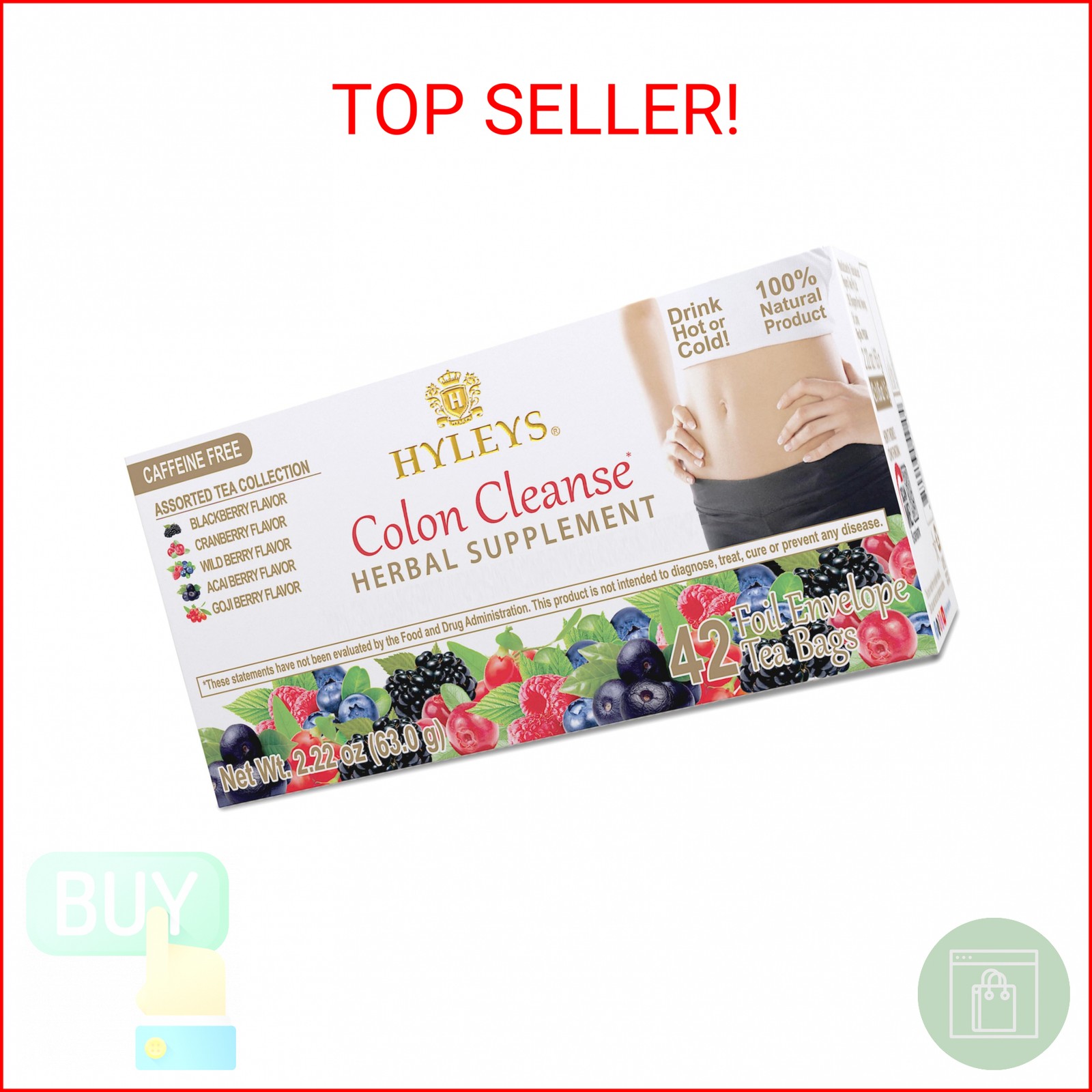 Hyleys Colon Cleanse Tea Assorted Flavors – 42 Tea Bags (1 Pack)