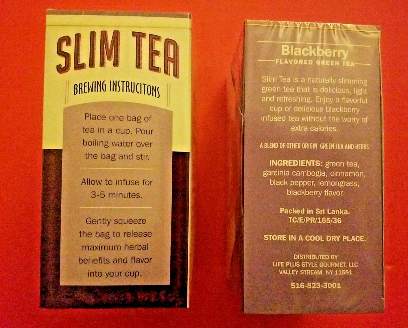2 PACK SLIM TEA GARCINIA CAMBOGIA GREEN TEA BLACKBERRY 25 TEA BAGS PER BOX