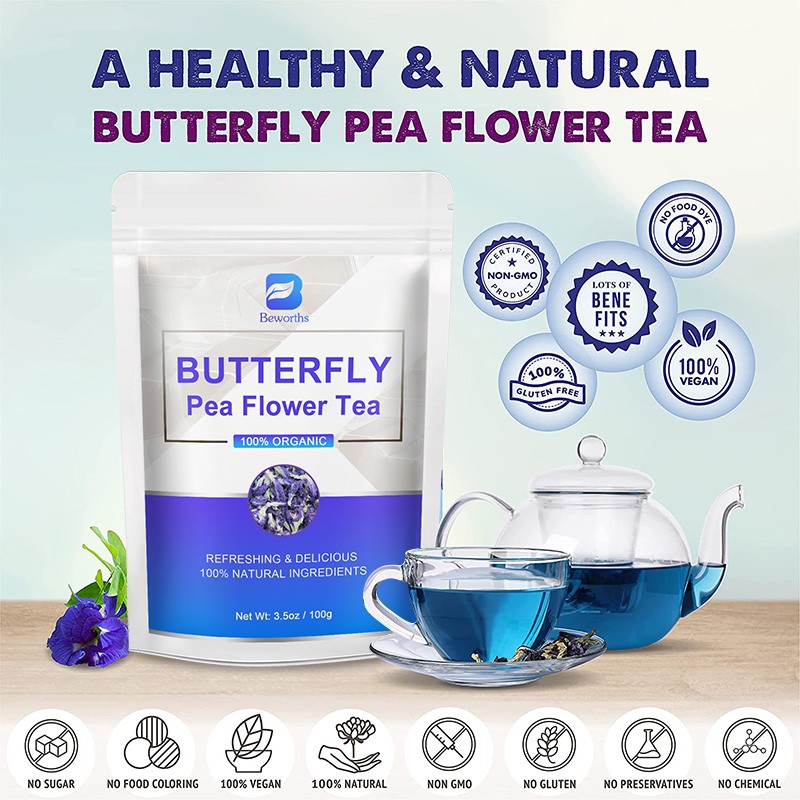 Butterfly Pea Flower Tea Pyramid Tea Bags, Clitoria ternatea Premium