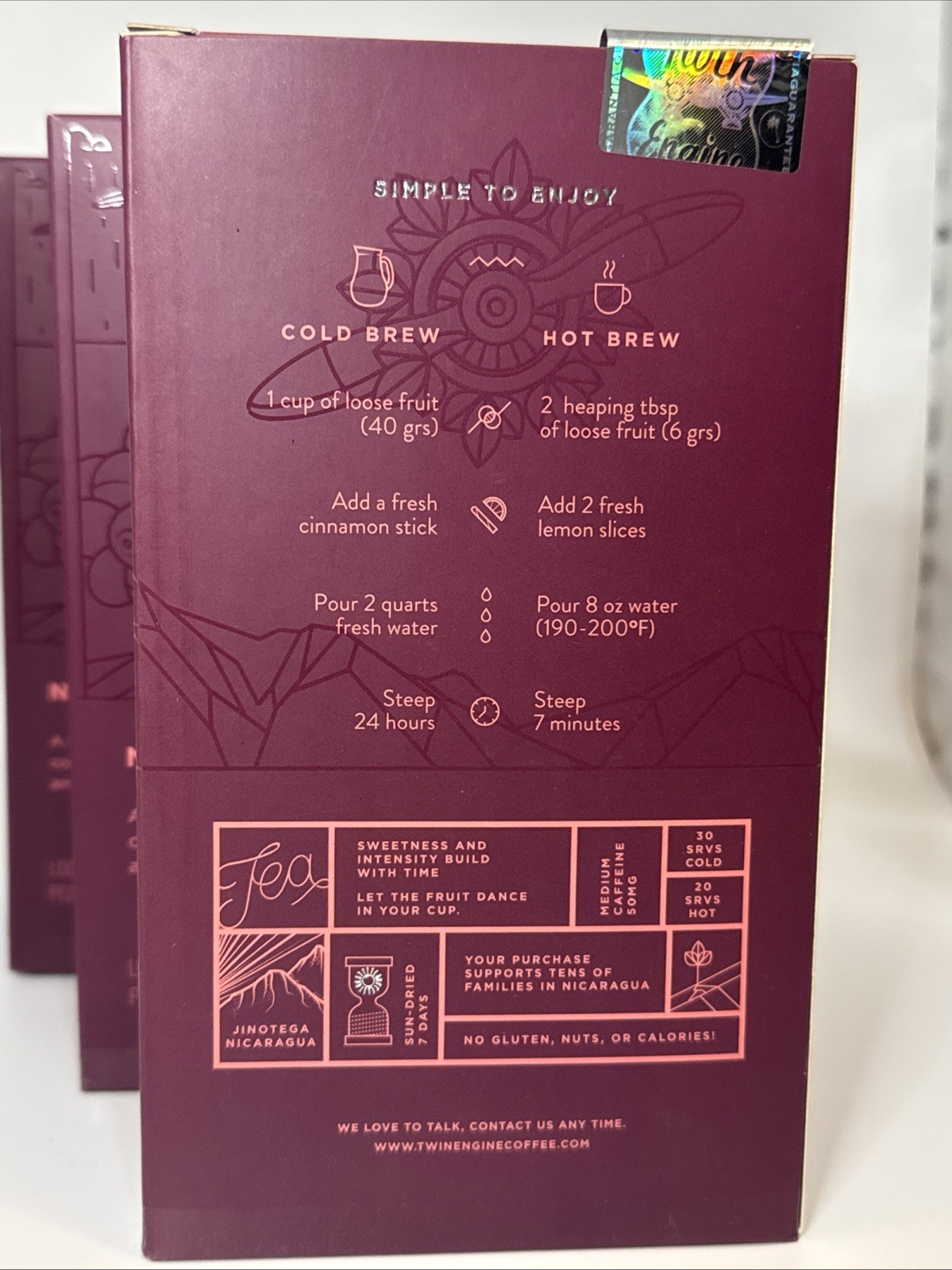 3x – Caturra Tea Natural Focus Sun- Dried Coffee 120g Fruit Exp 04/10/27 Brew