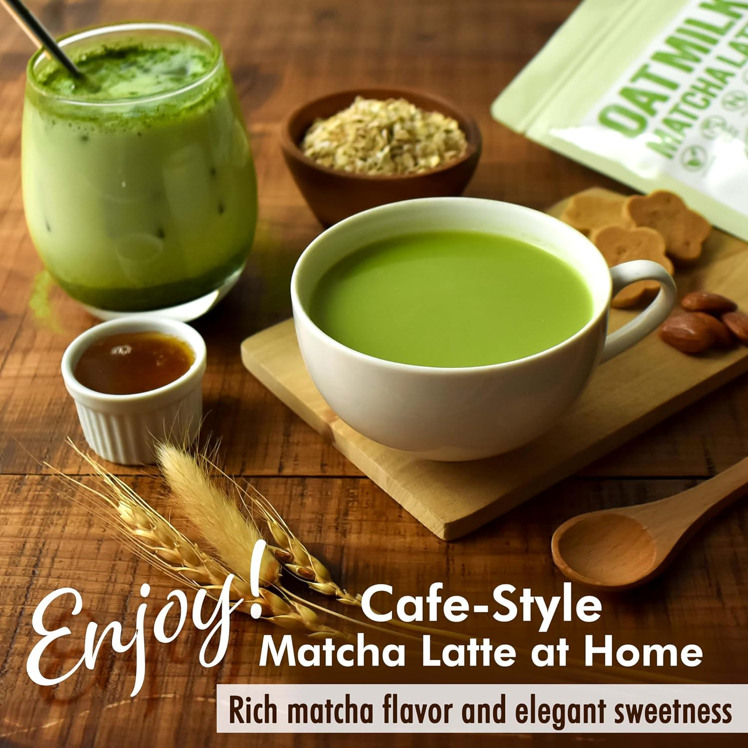 Japanese Oat Milk Matcha Latte, Uji Matcha Ceremonial Grade with 100gX2【YAMASAN】