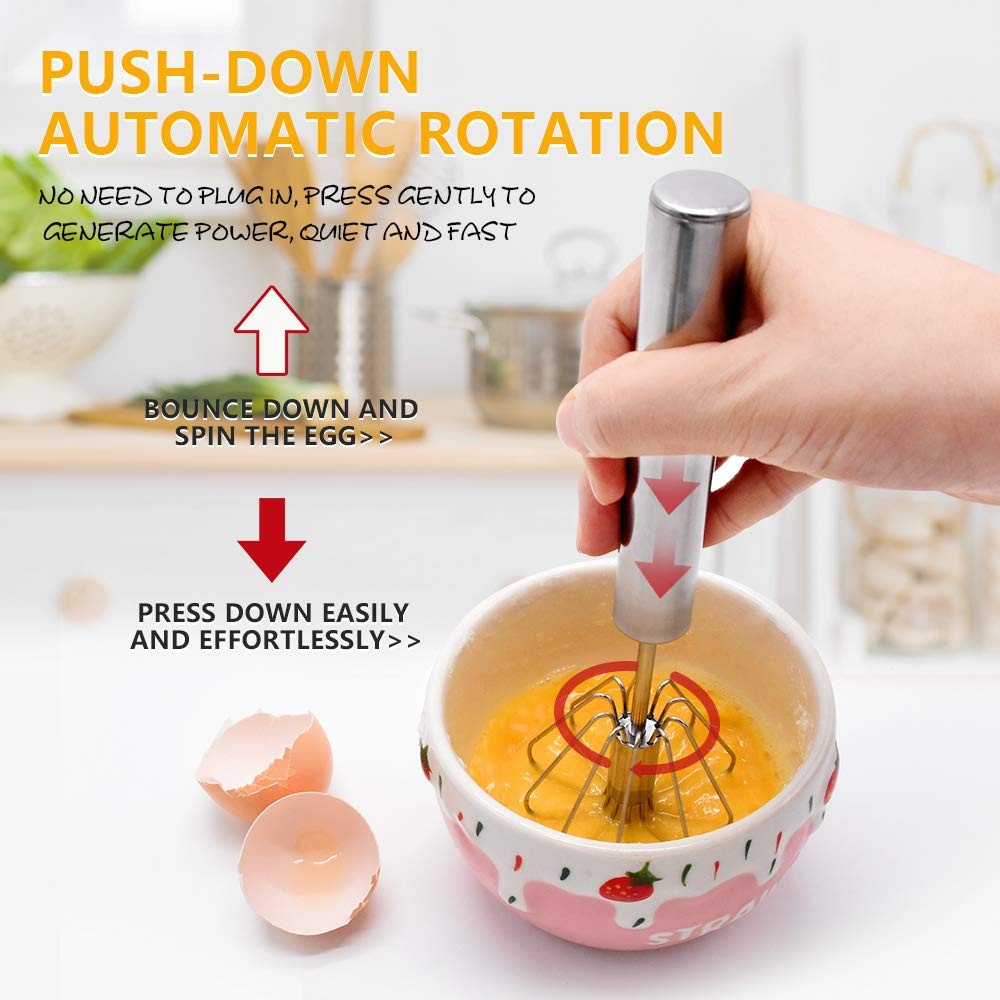 Stainless Steel Eggbeater,egg scrambler,hand mixer, Rotating Silver