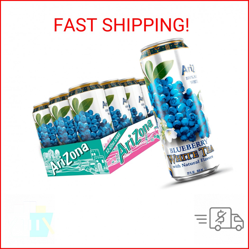 AriZona Blueberry White Tea – Big Can, 22 Fl Oz (Pack of 12)