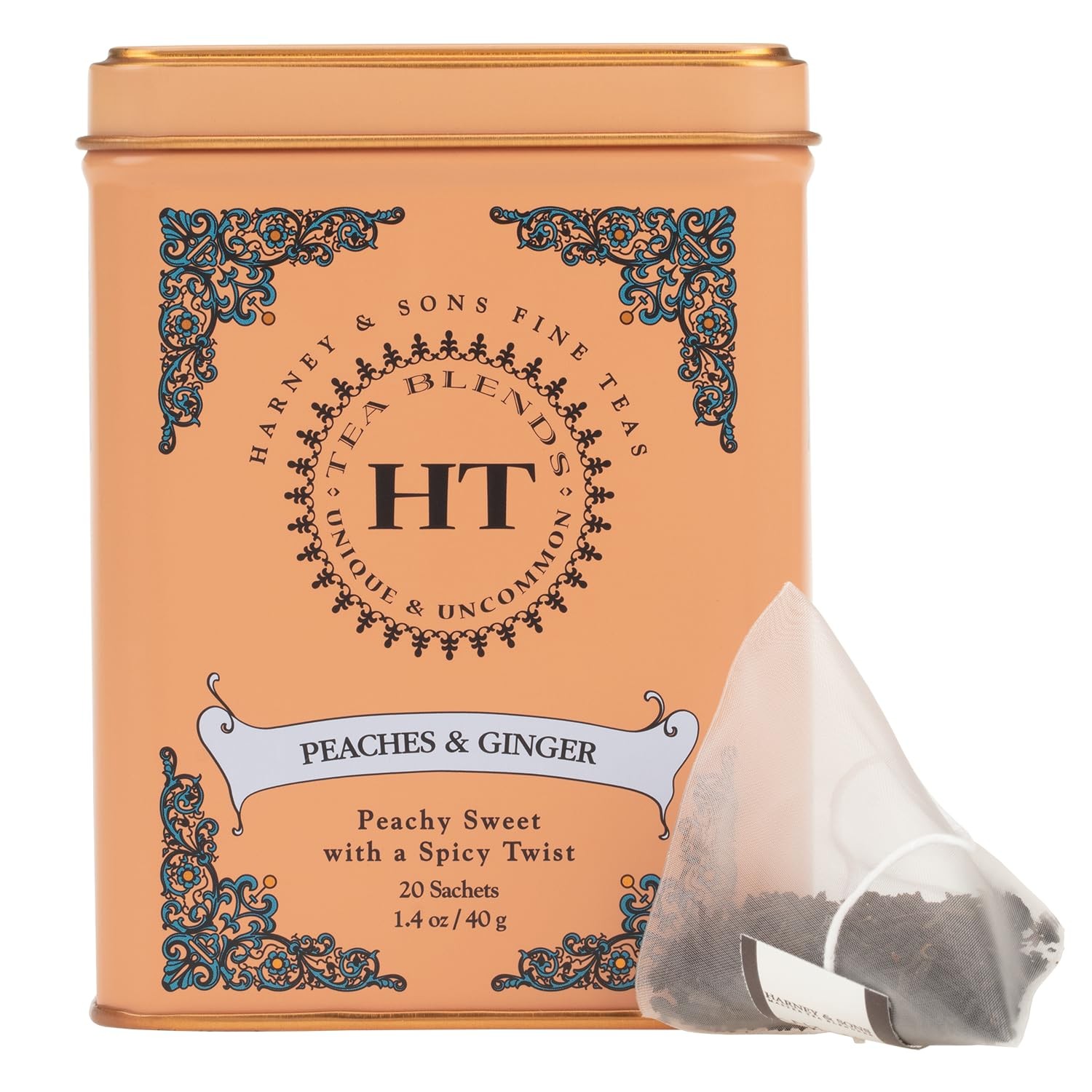 Harney Sons Ginger Peach Black Tea 20 Sachets Fruity and Zesty Blend