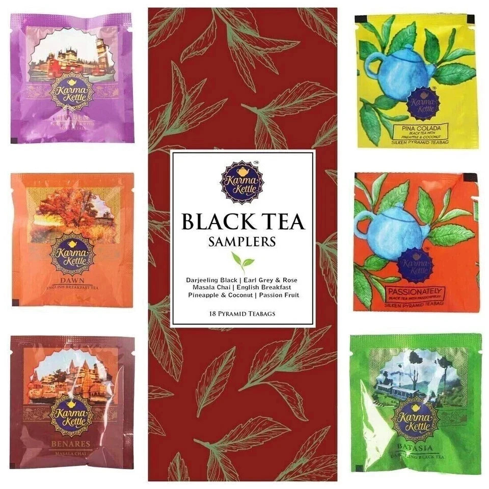 Karma Kettle 100% Natural Black Tea Sampler 18 Tea bags Free Shipping World Wide