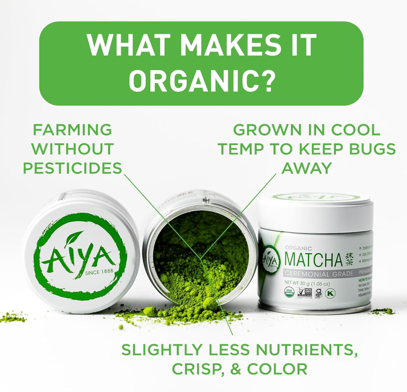 Aiya Japanese ORGANIC Matcha Ceremonial Grade 30g (1.5oz)! Best by 03/26