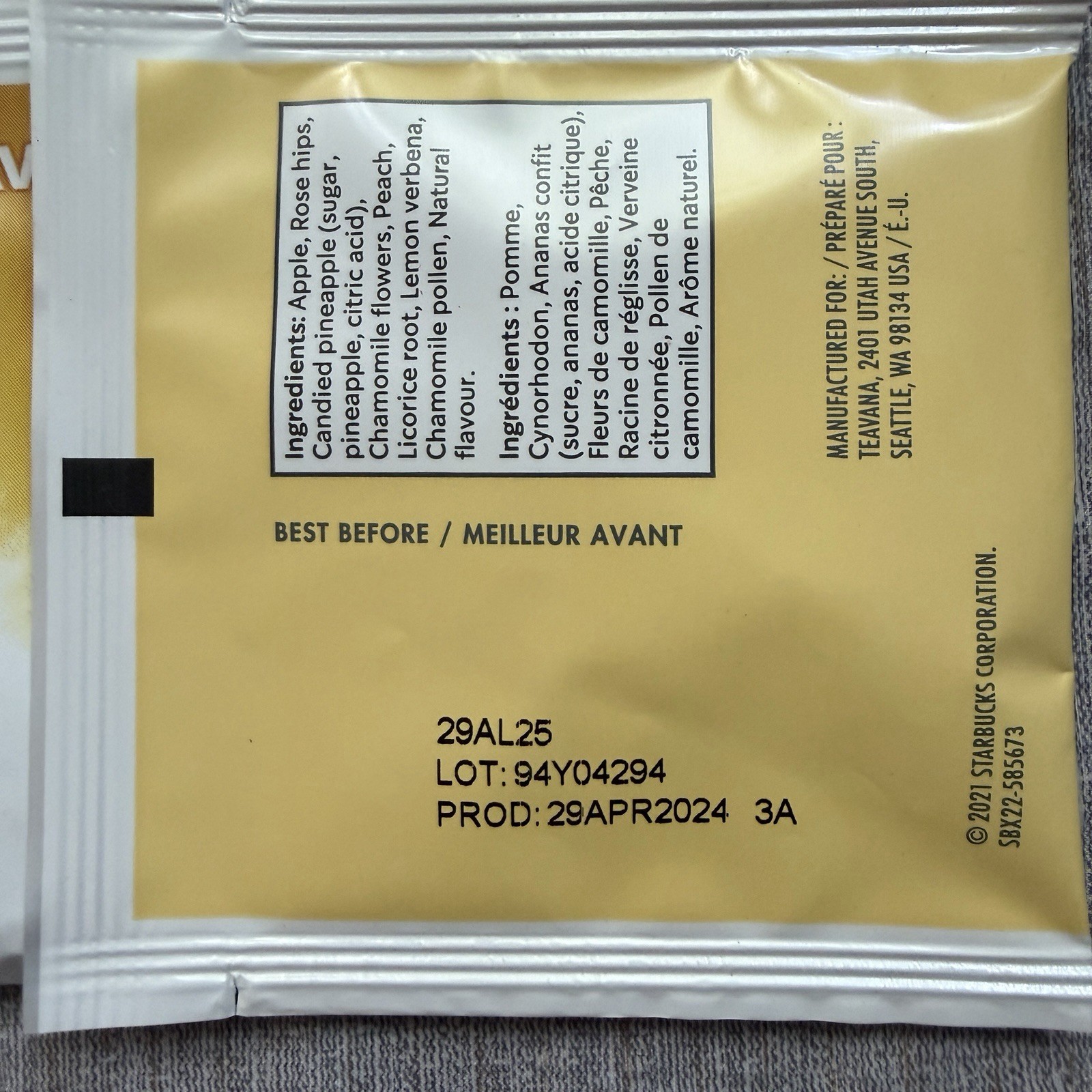RARE Starbucks Teavana Peach Tranquility Peach Herbal Tea Bags 10ct
