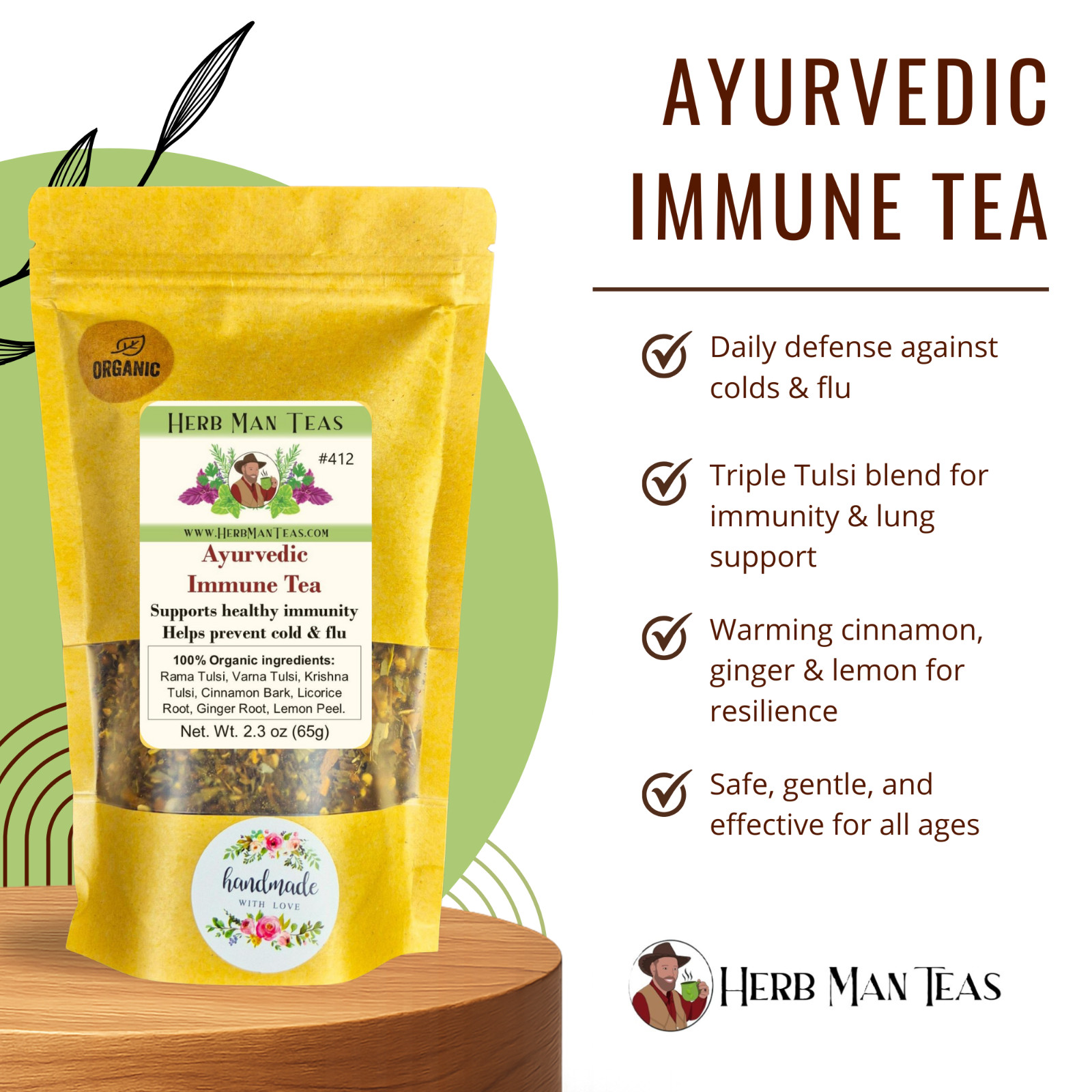 IMMUNE TEA -proven Immune formula to never get a cold by mater herbalist -3 oz.