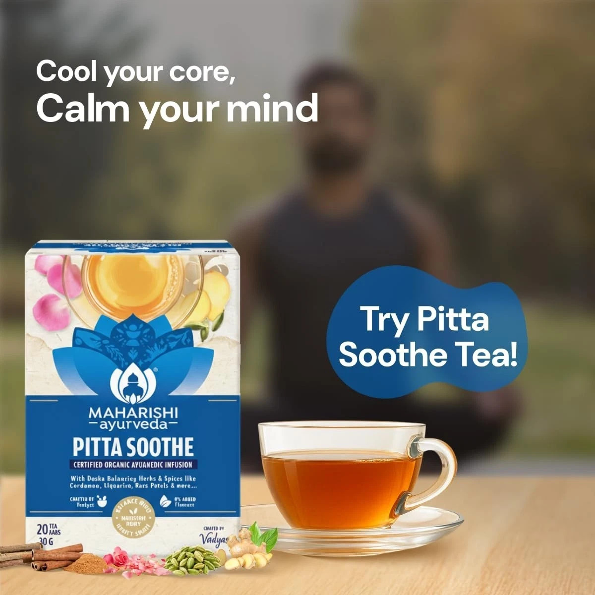 Maharishi Ayurveda All Natural Pitta Soothe Herbal Tea, 20 Tea Bag