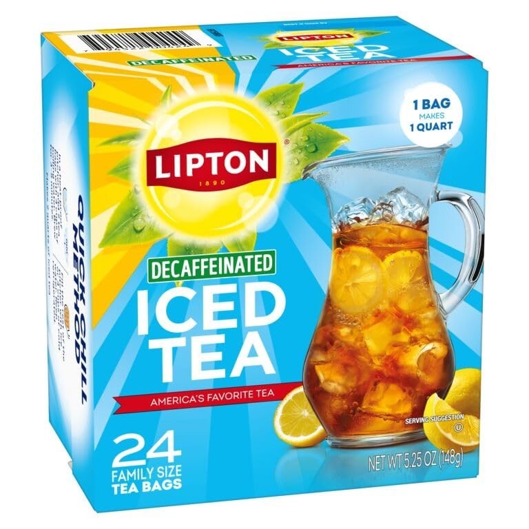 Decaf Black Iced Tea Bags Family Size 6-Pack, 144 Total, Zero Calories, Premium