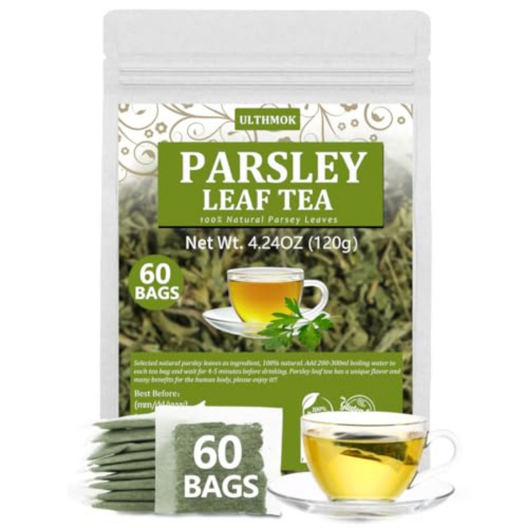 Premium 60 Parsley Tea Bags, Made with 100% Natural Parsley Leaves, Caffeine Fre