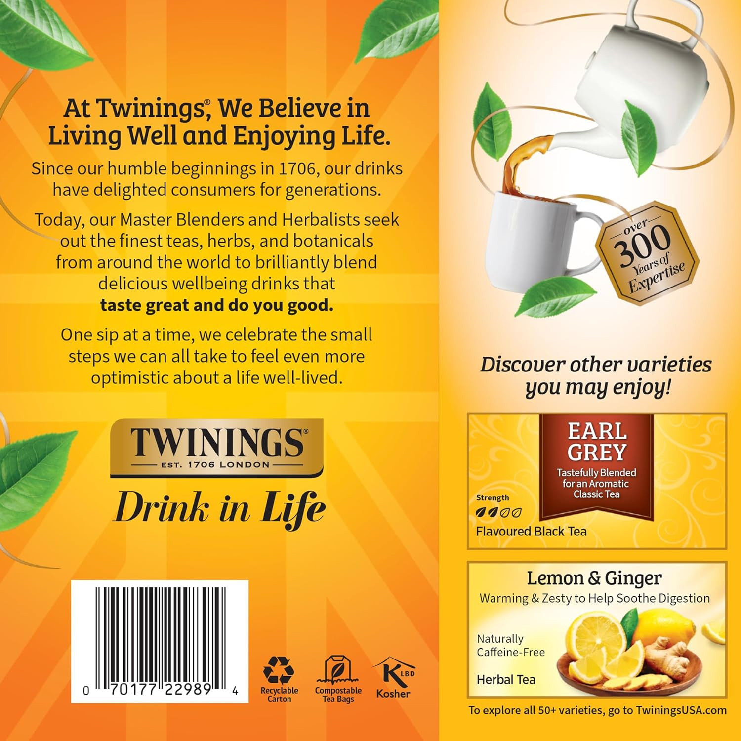 Lady Grey Black Tea Individually Wrapped Bags, 100 Count (Pack of 1), Orange Pee