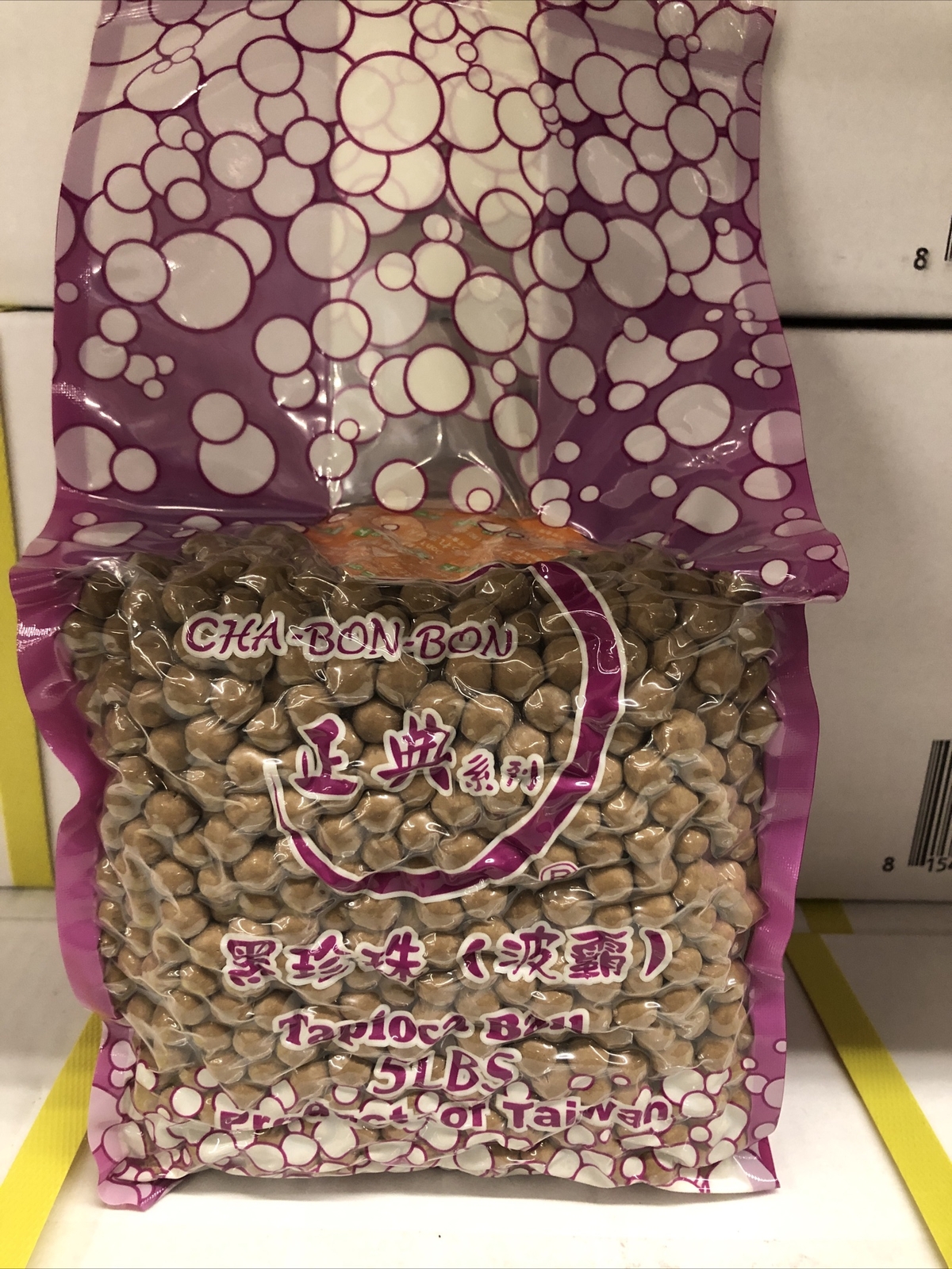 Chabonbon Tapioca Black Pearl Chewy Black (Boba) Made In Taiwan 5 Lb