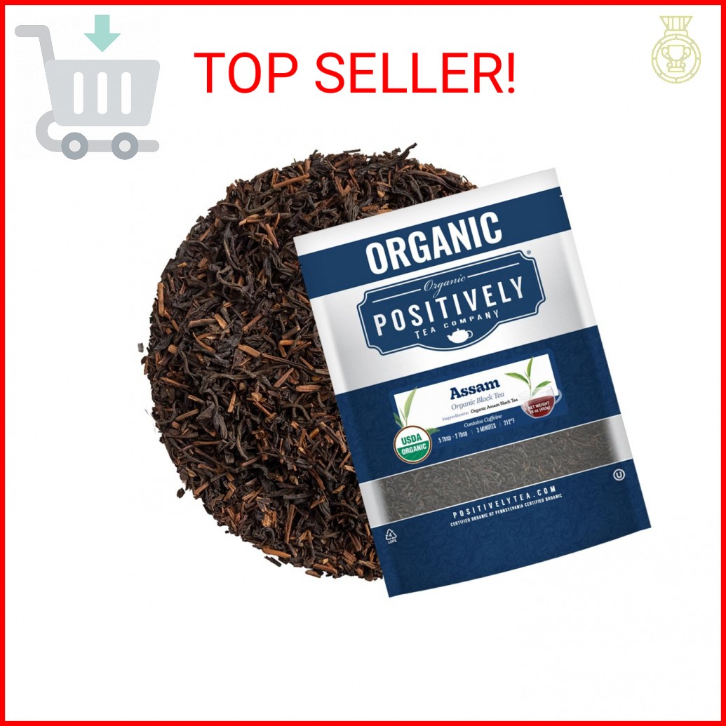 Organic Positively Tea Company, Assam TGFOP Black Tea, Loose Leaf, 16 Ounce
