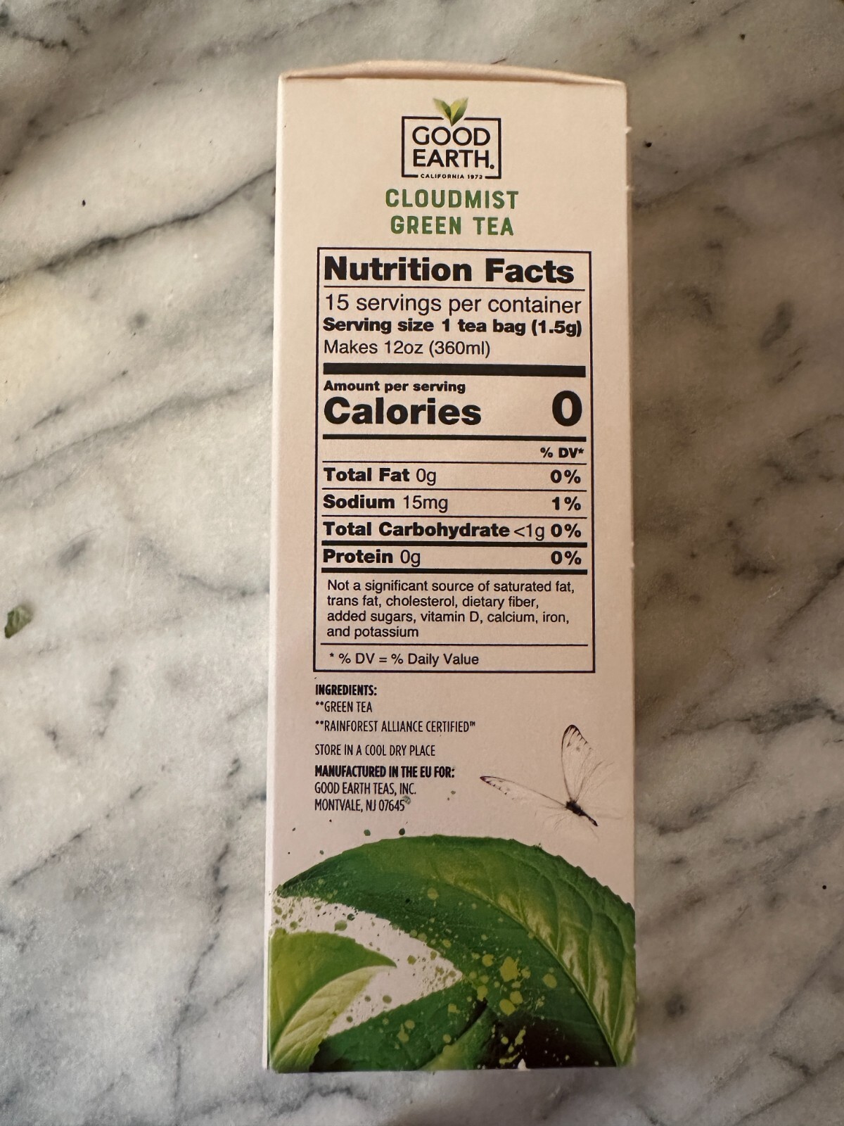 Good Earth Sensorial Blends Cloudmist Green Tea 15 ct x 5 Boxes 75 Bags 7/23
