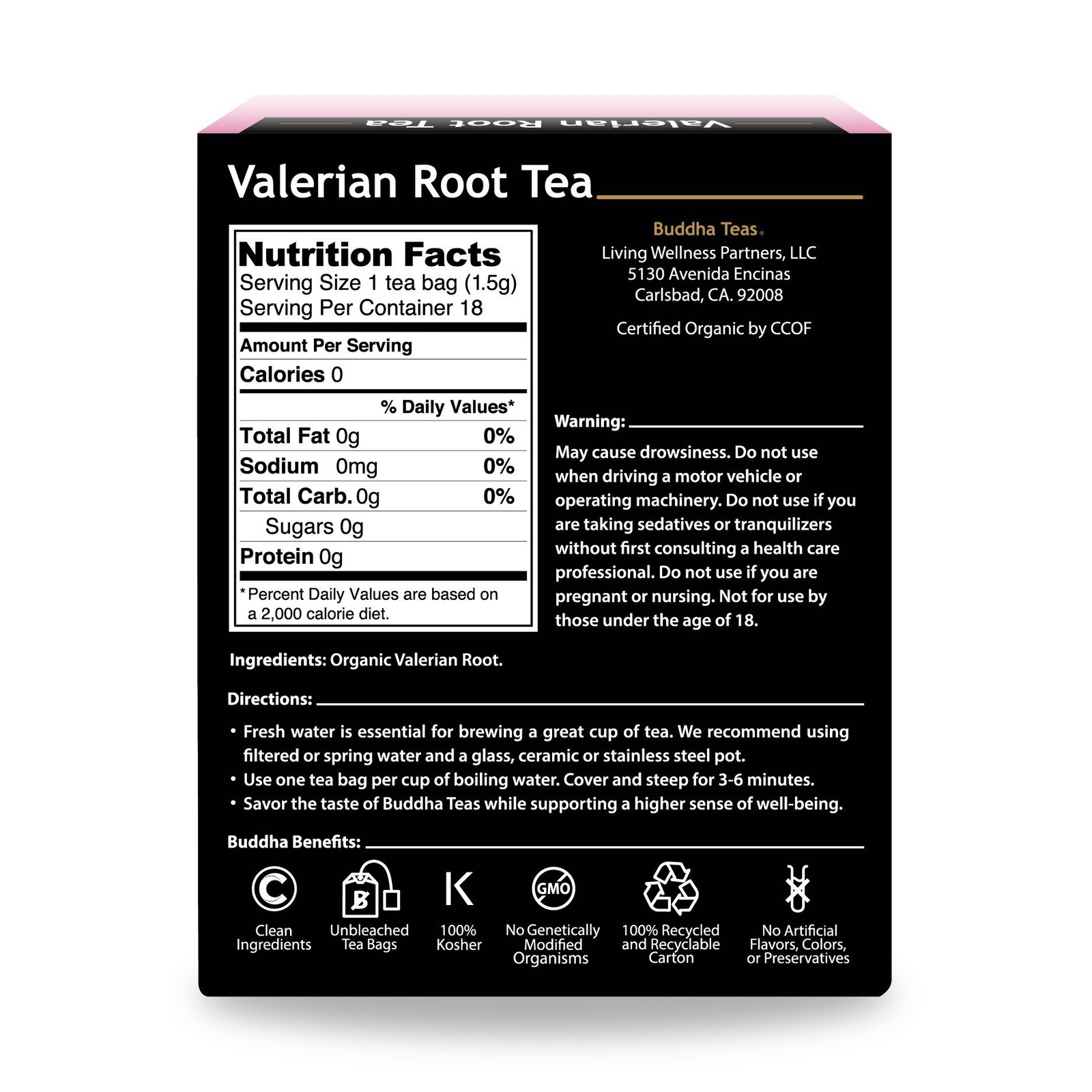 Organic Valerian Root Tea – OU , Organic, CCOF Organic, 18 Bleach-Tea Bags