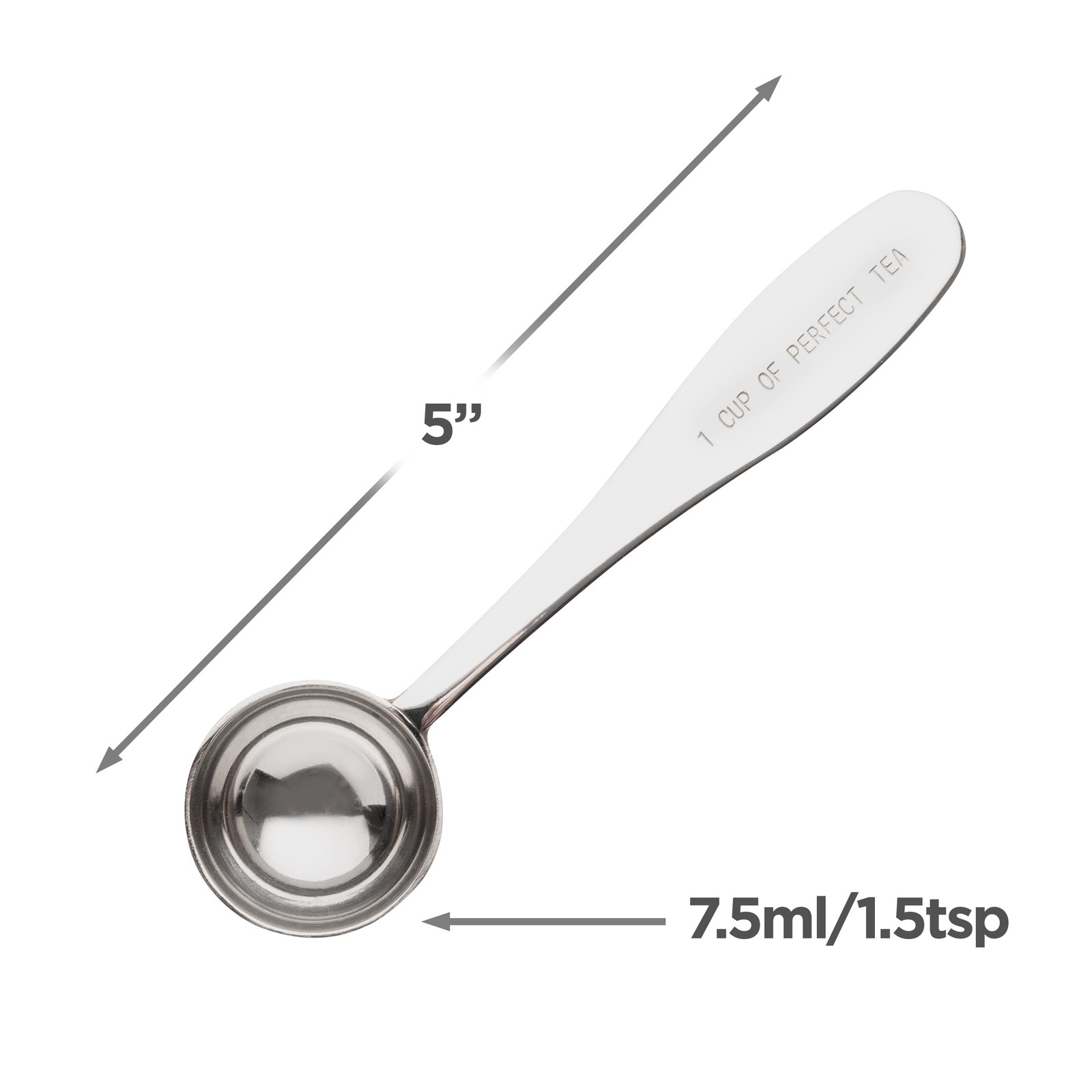 Loose Leaf Tea Spoon Measure | One Cup of Perfect | 5x 1x 1, Silver