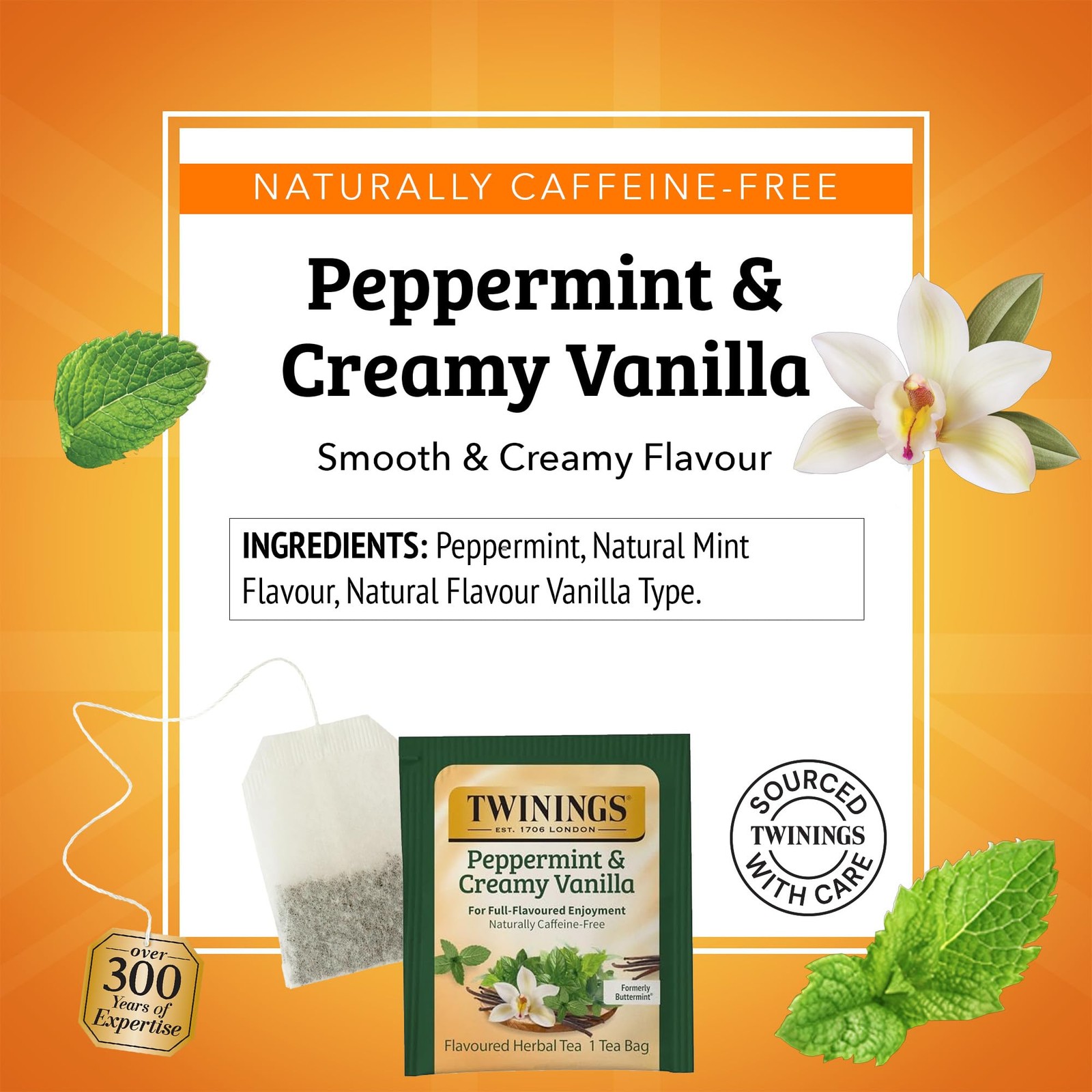 Twinings Peppermint Creamy Vanilla Herbal Tea 20 Count Fresh Sealed Bags
