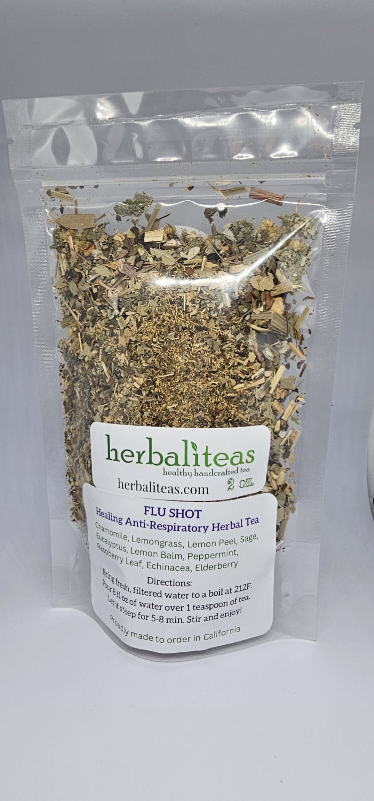 FLU SHOT HEALING Anti-Respiratory Herbal Loose Leaf Tea Blend 2 oz