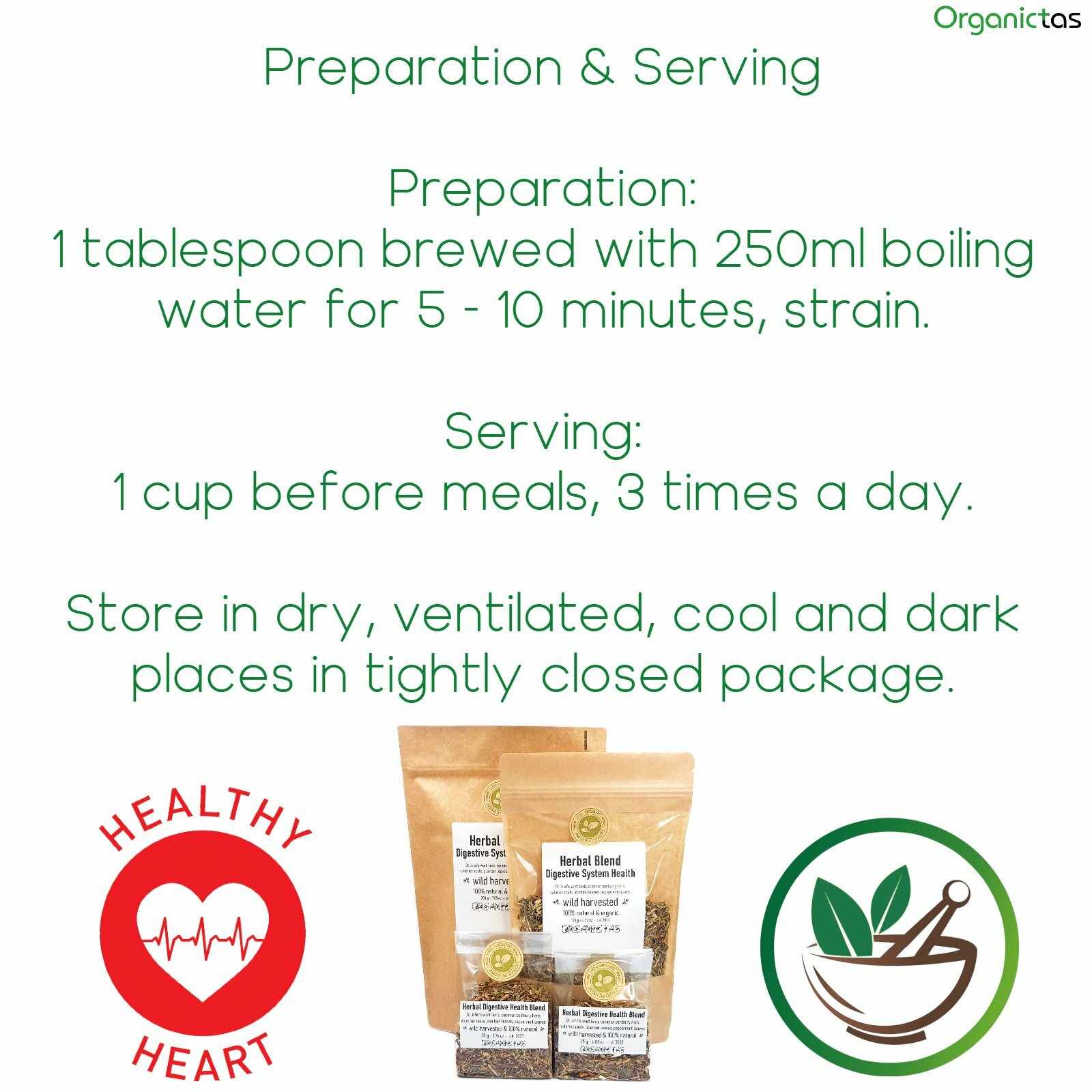 Heart Health Functional Herbal Tea Blend of 5 Selected Natural Herbs, Cardio