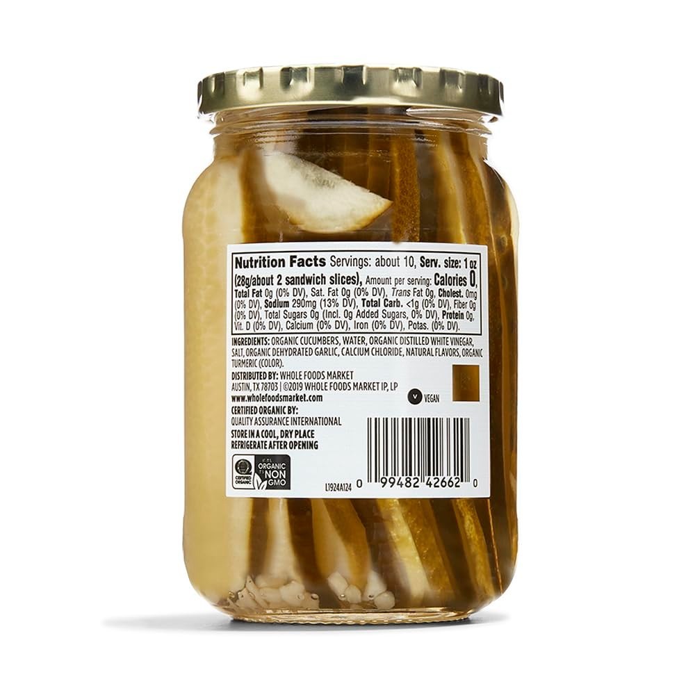 Organic Kosher Dill Pickle Slices in 16 Fl Oz Jars – Pack of 2, Delight