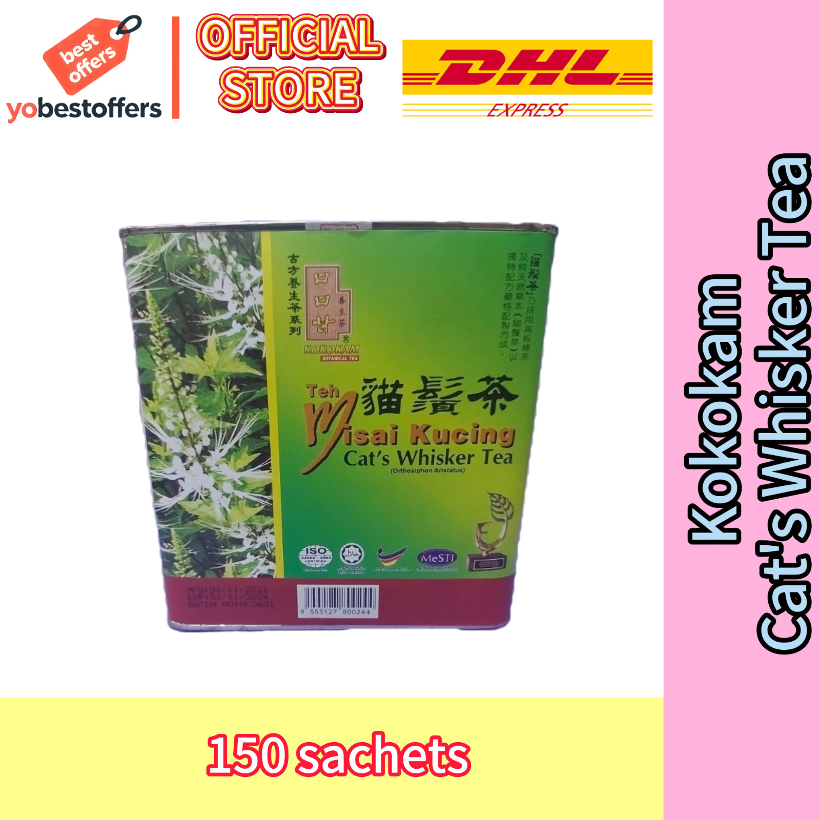 Kokokam Cat’s Whisker Tea (150 Bags) | Misai Kucing | Natural Kidney Support