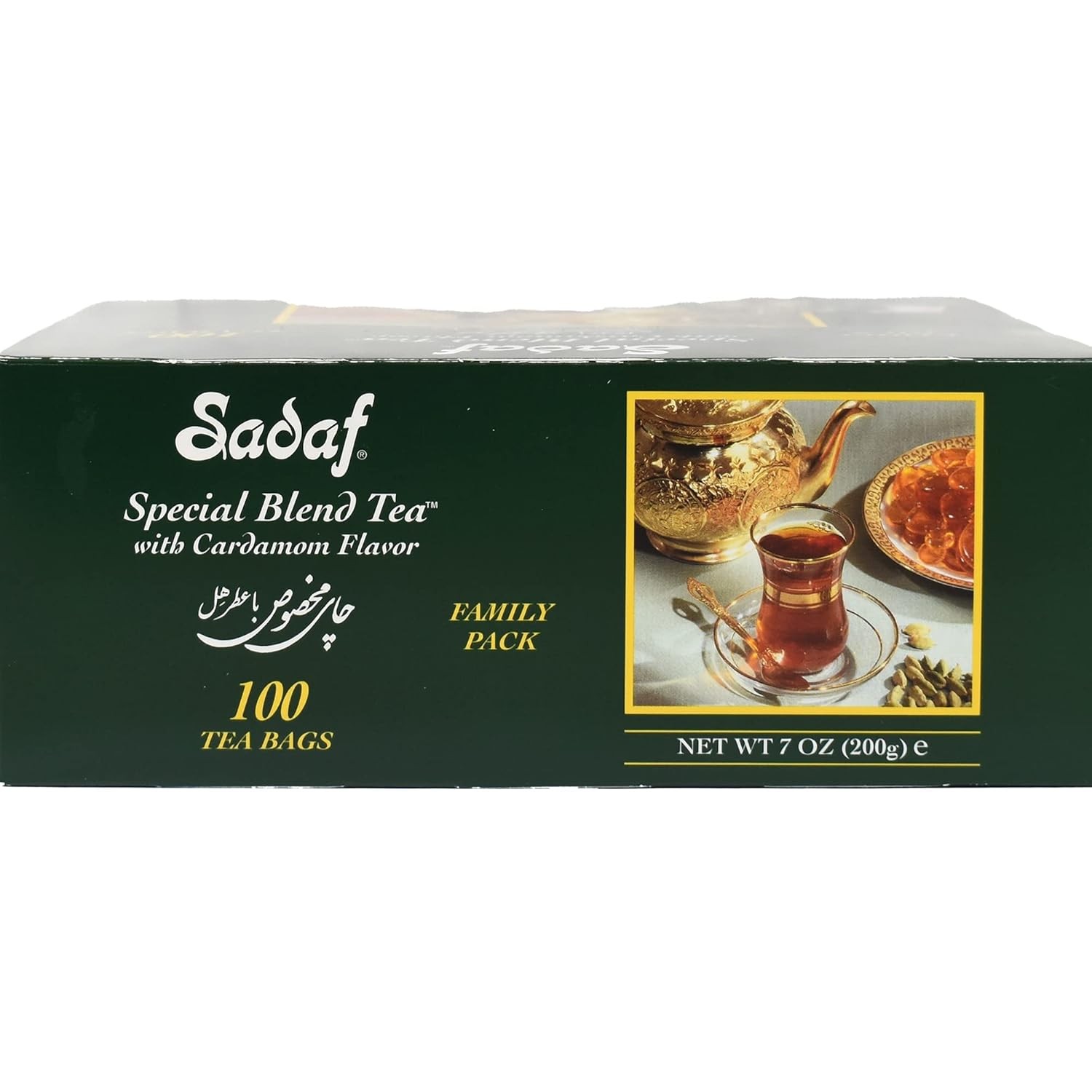Sadaf Special Blend Cardamom Flavored Pure Ceylon Black Tea 100 Count (Foil),