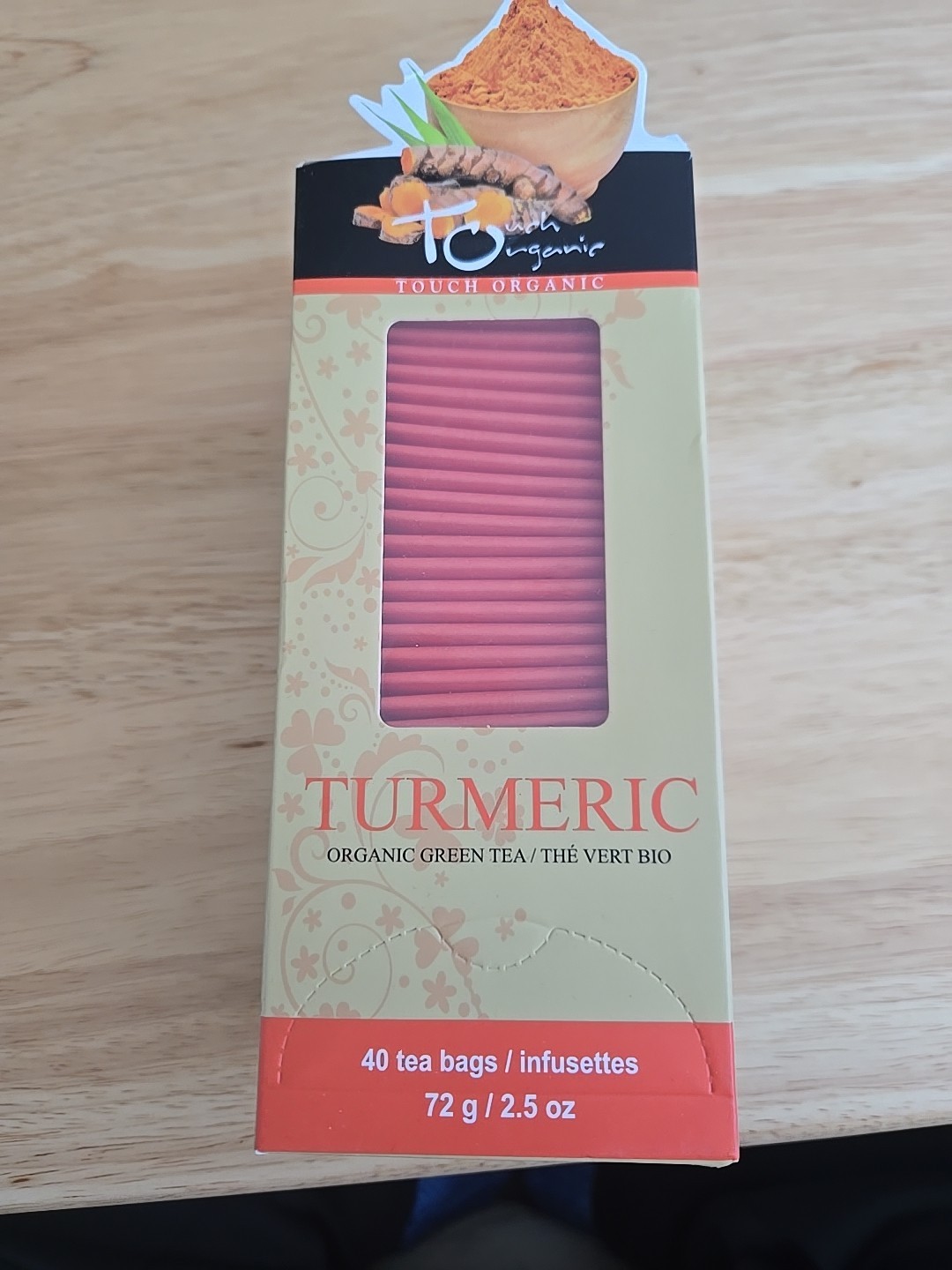 Touch Organic TURMERIC GREEN Tea Bags, 40 Bags, 2.5 oz