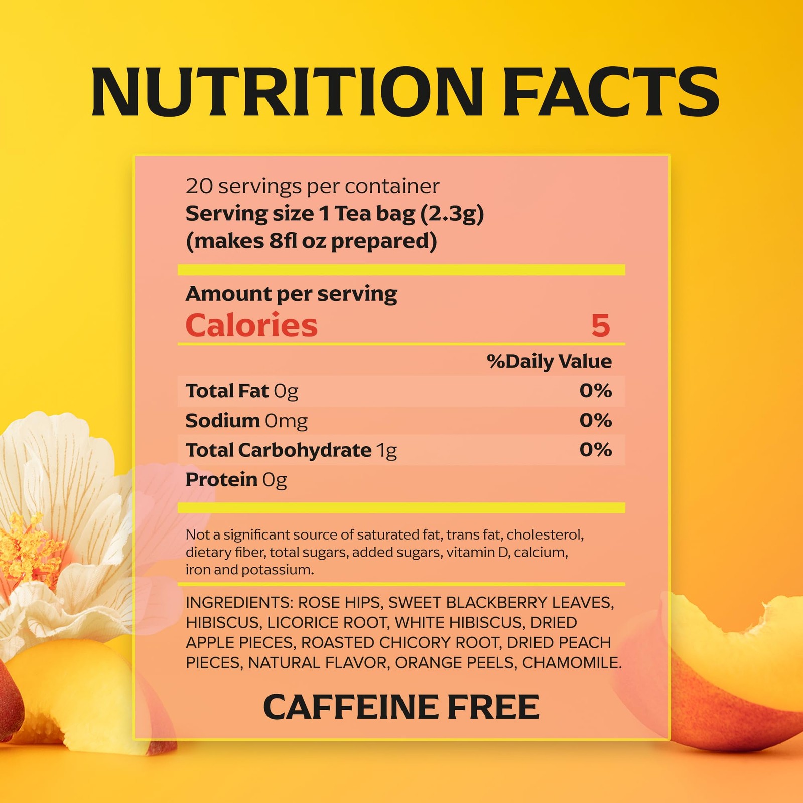 Lipton Peach Paradise Tea Bags, caffeine free Tea, Fruit and 20 Bags
