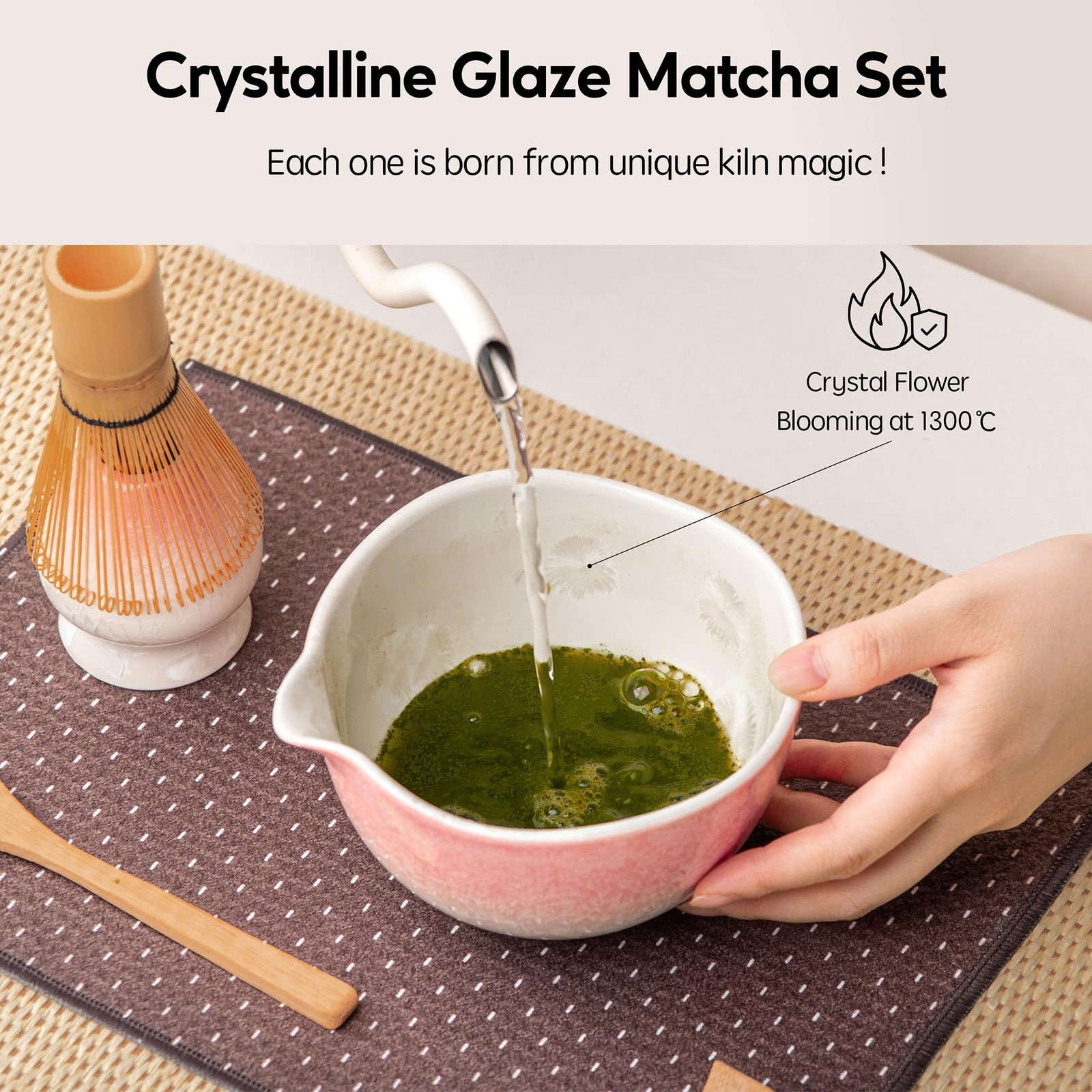 Matcha Whisk Set, Handcrafted Crystalline Glaze Matcha Set, 8 Pcs Matcha Kit …