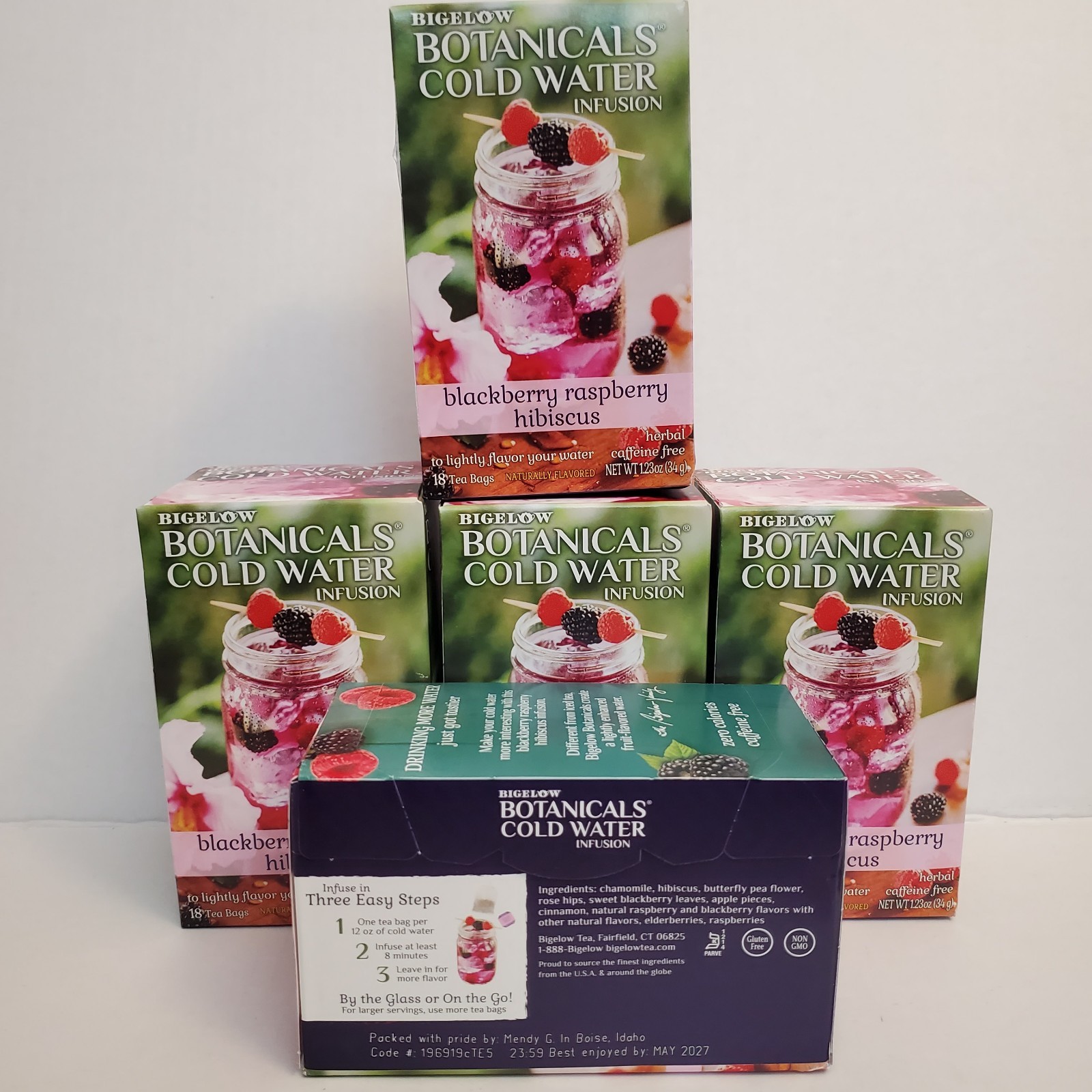 5x Bigelow Botanicals Cold Water Infusion BLACKBERRY RASPBERRY HIBISCUS Herbal