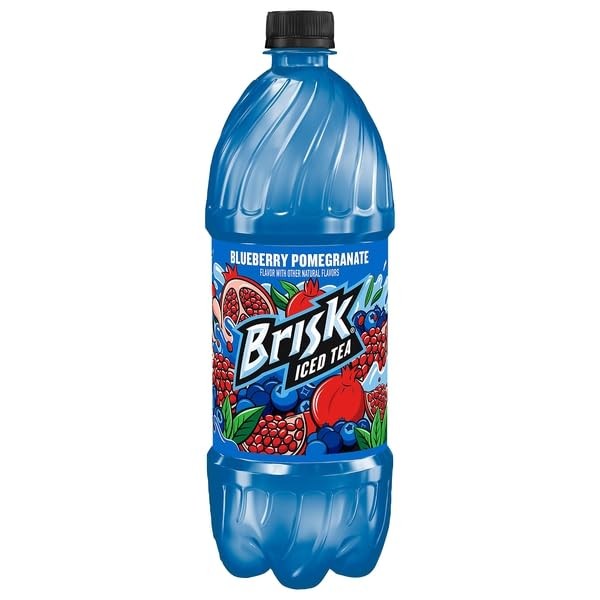 Brisk Iced Tea Blueberry Pomegranate 33.8 oz Bottles –15 Pack– Bold Fruit Flavor