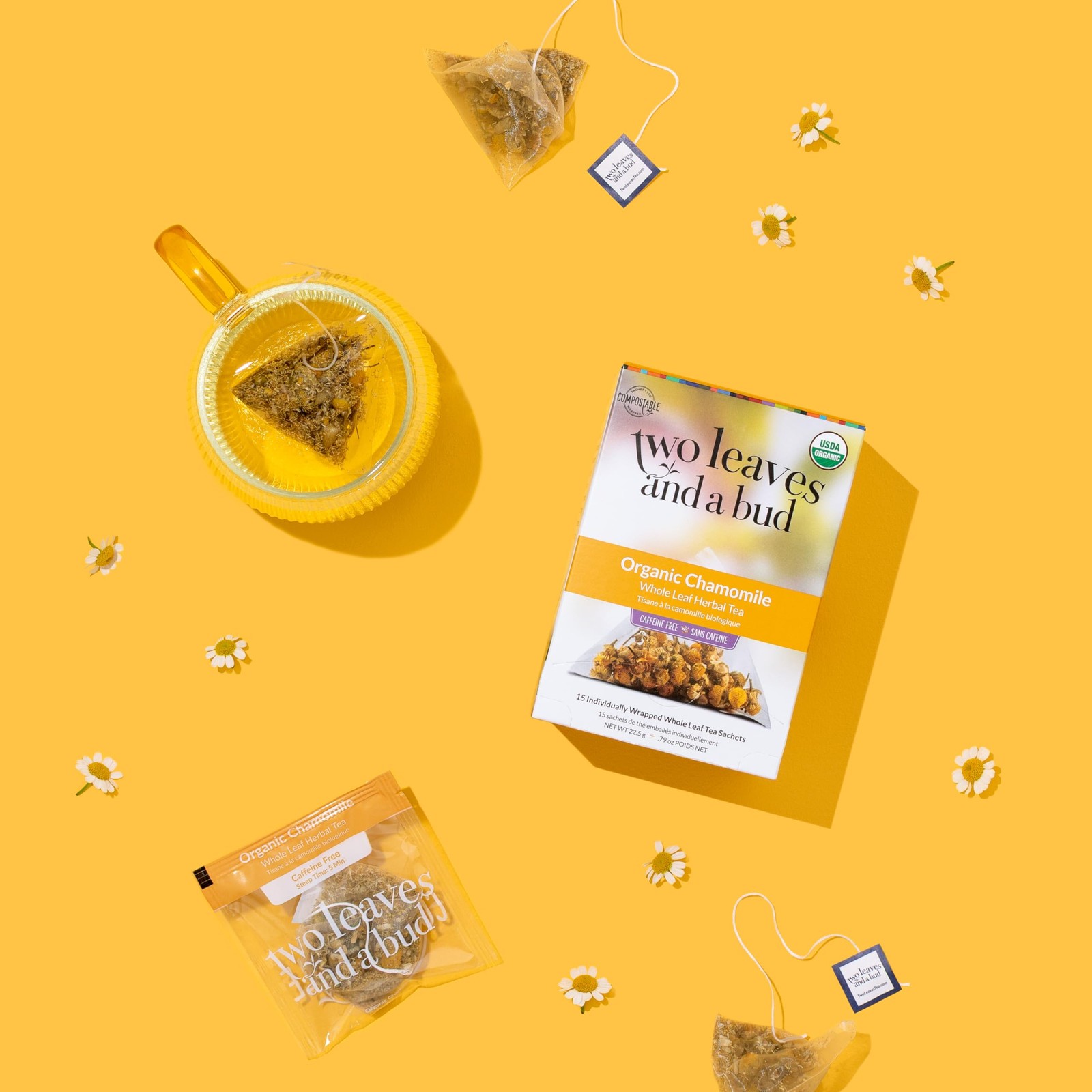 Two Leaves and a Bud Organic Chamomile Tea Bags, Naturally Caffeine Free, Who…