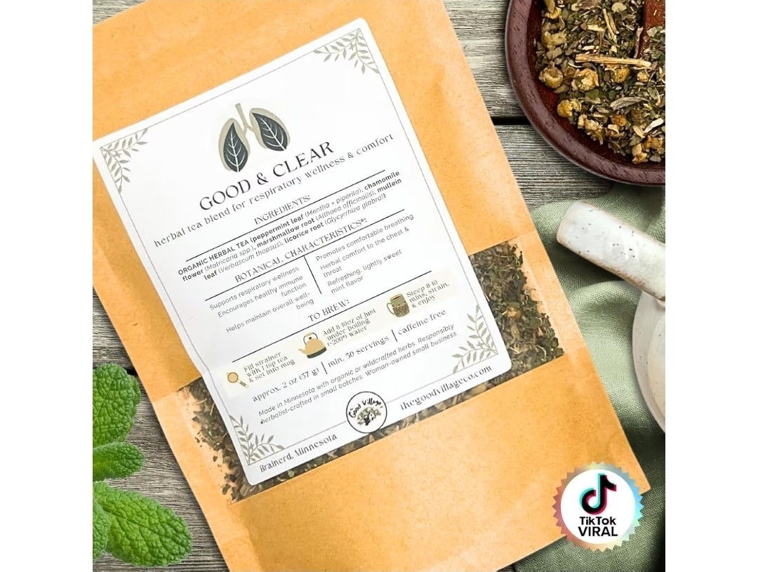 The Good Village Co. Good & Clear Loose Leaf Herbal Tea Mint Chamomile 2oz 50