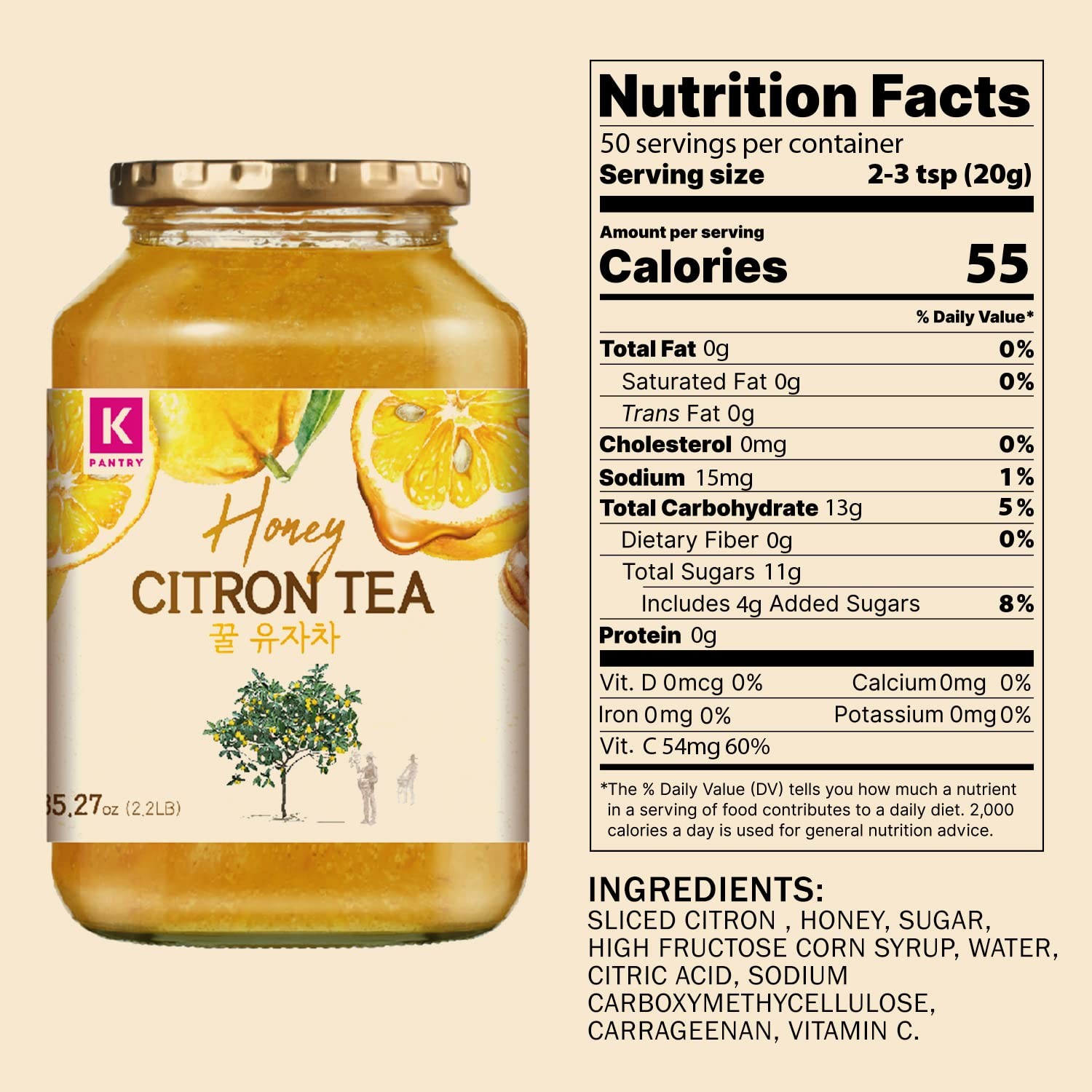 KPANTRY Honey Citron Tea 2-Pack – Korean Yuzu, Chemical-Free, Hot & Cold