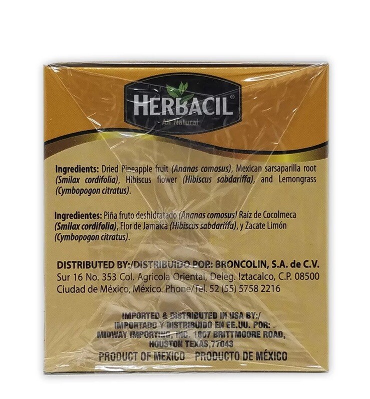 New Herbacil Pineapple, Piña Tea 25 bags FAST SHIPPING