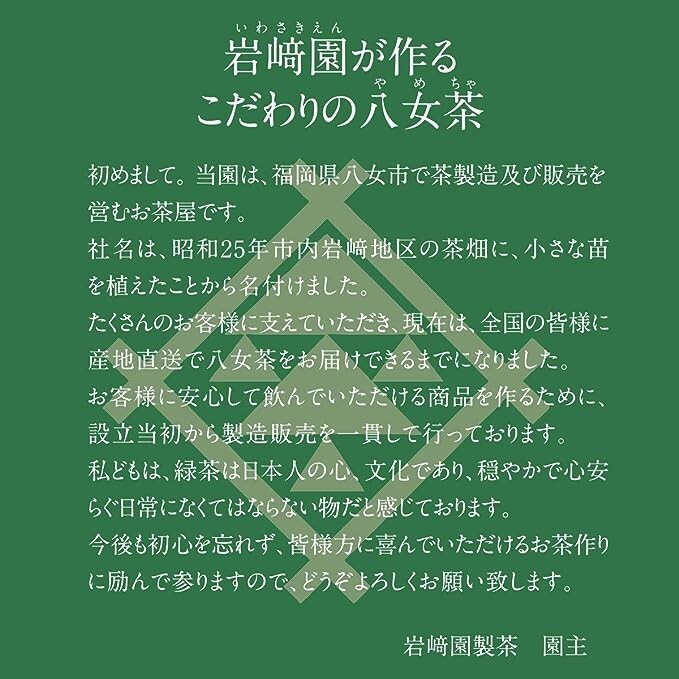 Yame Tea Tea Leaves Sencha 100g Bagged Tea Iwasakien Seicha Kyushu Fukuoka