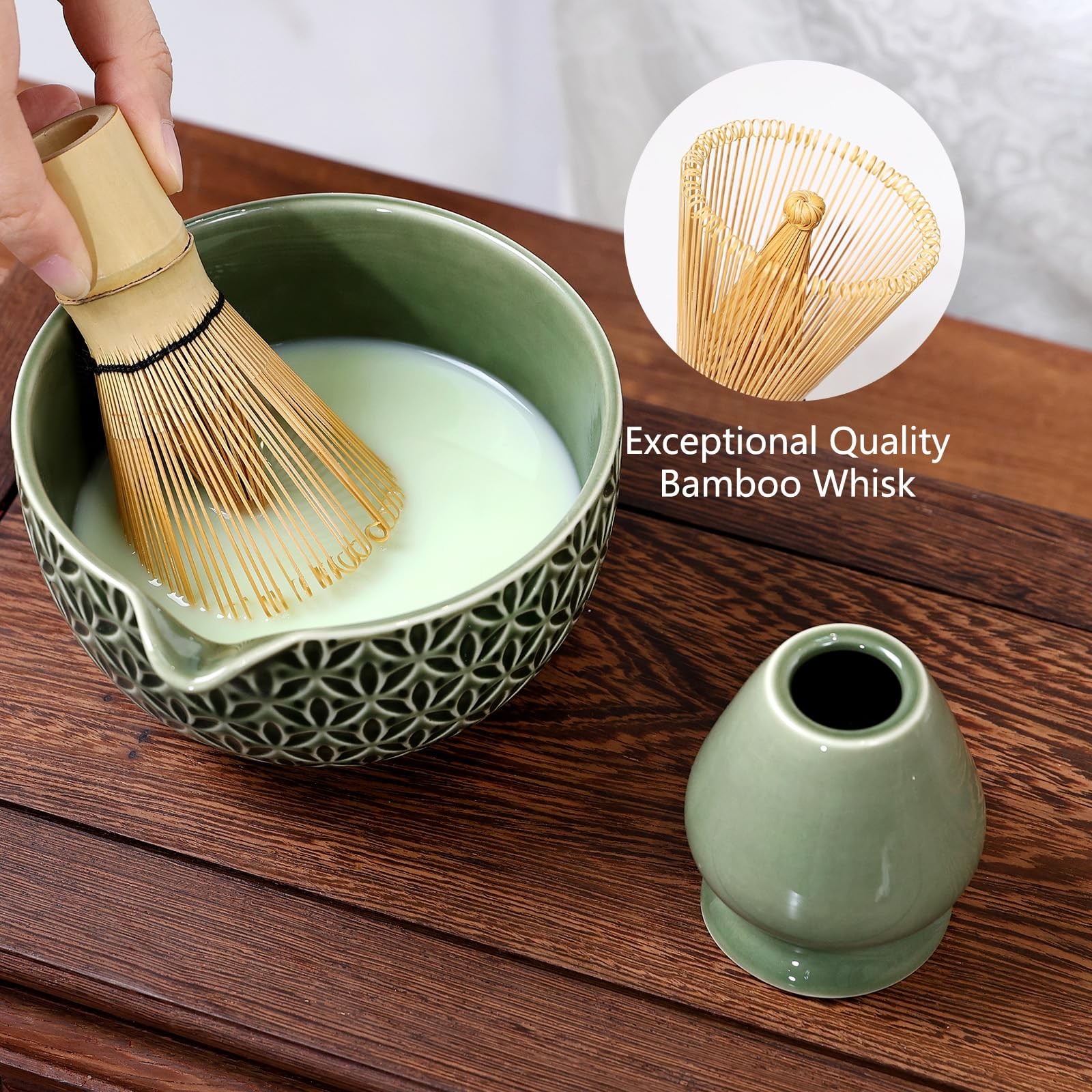 7 Pcs Matcha Whisk Set, Ceremony Matcha Kit with Matcha Bowl, Bamboo Whisk an…