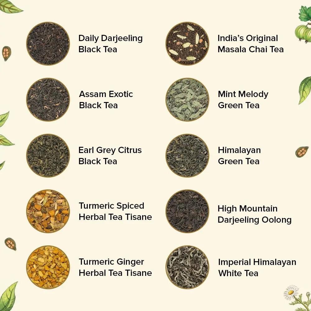 Exclusive Loose Leaf Tea Variety Pack – 10 Teas, Brew Hot & Cold for 50+ Cups