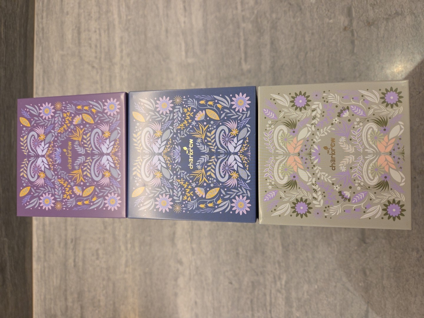 Charbrew Tea- 3 Beautiful Storage Tins & Flavors – Earl Grey, Jasmine, Lavender