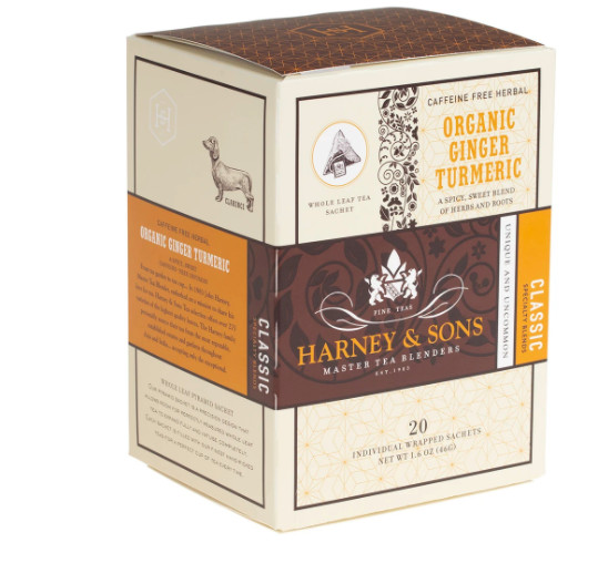 Harney & Sons 20 ct box wrapped Organic Ginger Tumeric tea sachets