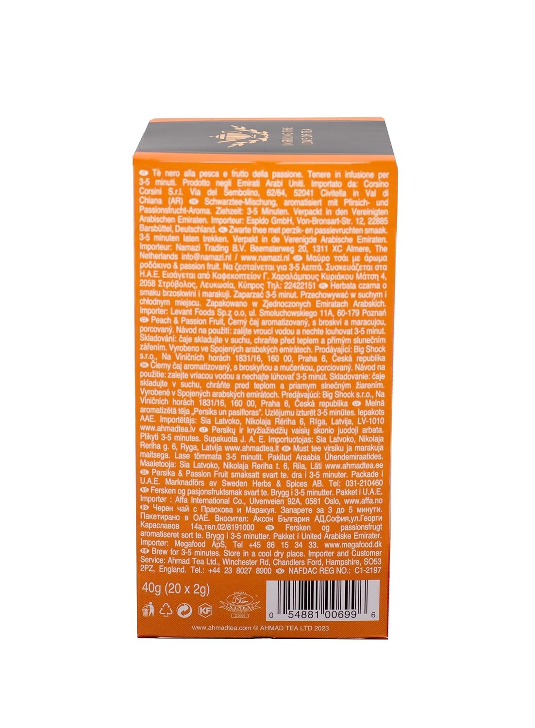 Ahmad Tea Peach Passion Fruit Black Tea Bags 20 Count Awards Winning Flavor