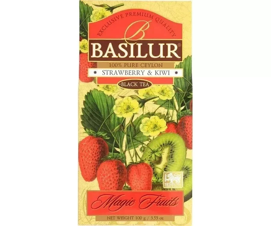 Basilur Strawberry and Kiwi Premium Ceylon Tea 100g FREE SHIPPING WORLD WIDE