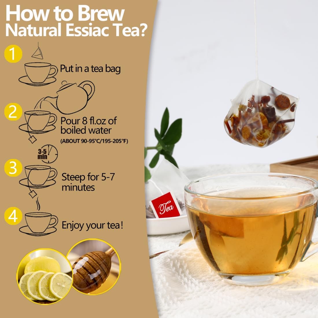 50 Essiac Tea Bags, Wellness Blend Tea, made with 100% Natural Ingredients, No A