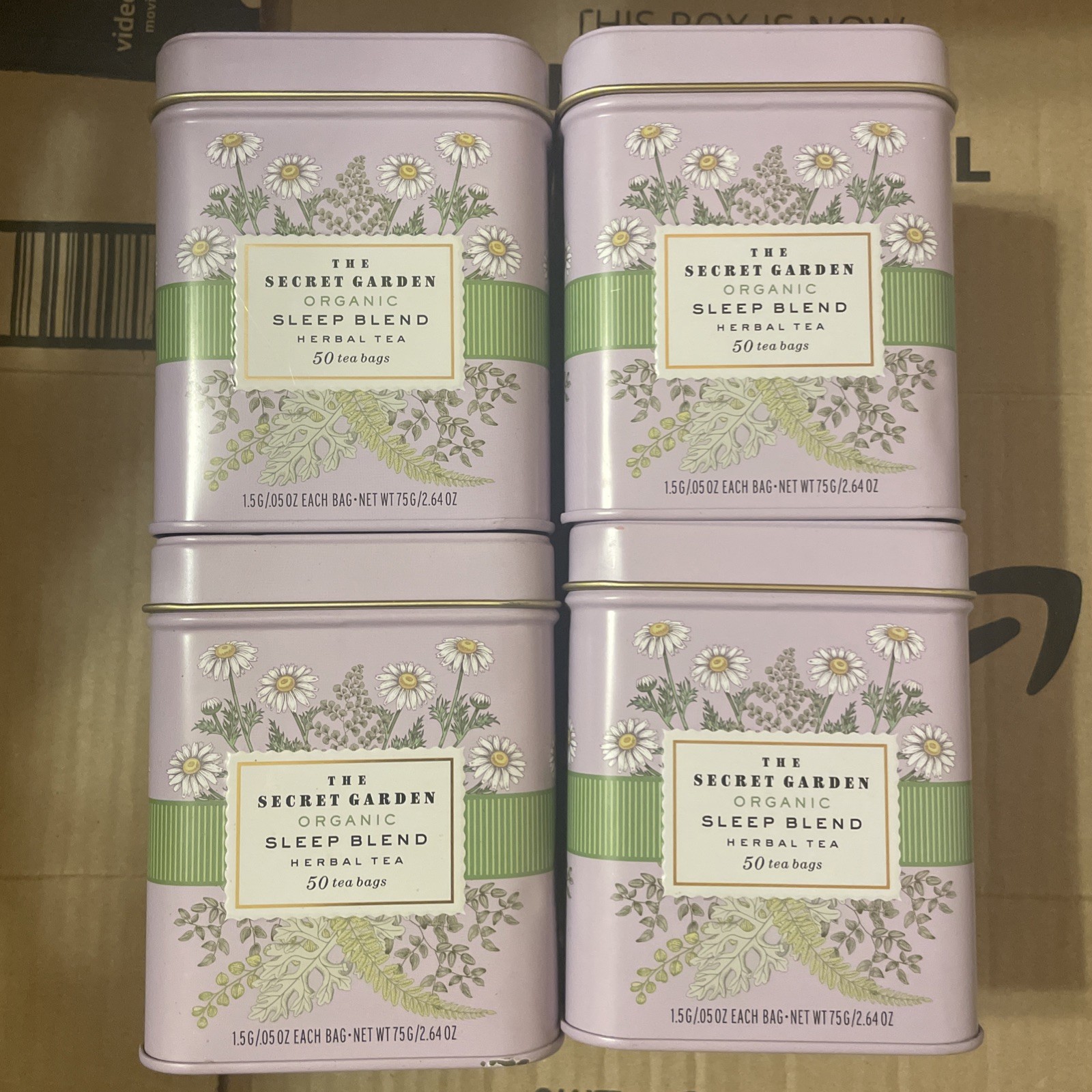 4 tins The Secret Garden Organic Sleep Blend Herbal Tea 50 ct. BBD 9/2026+