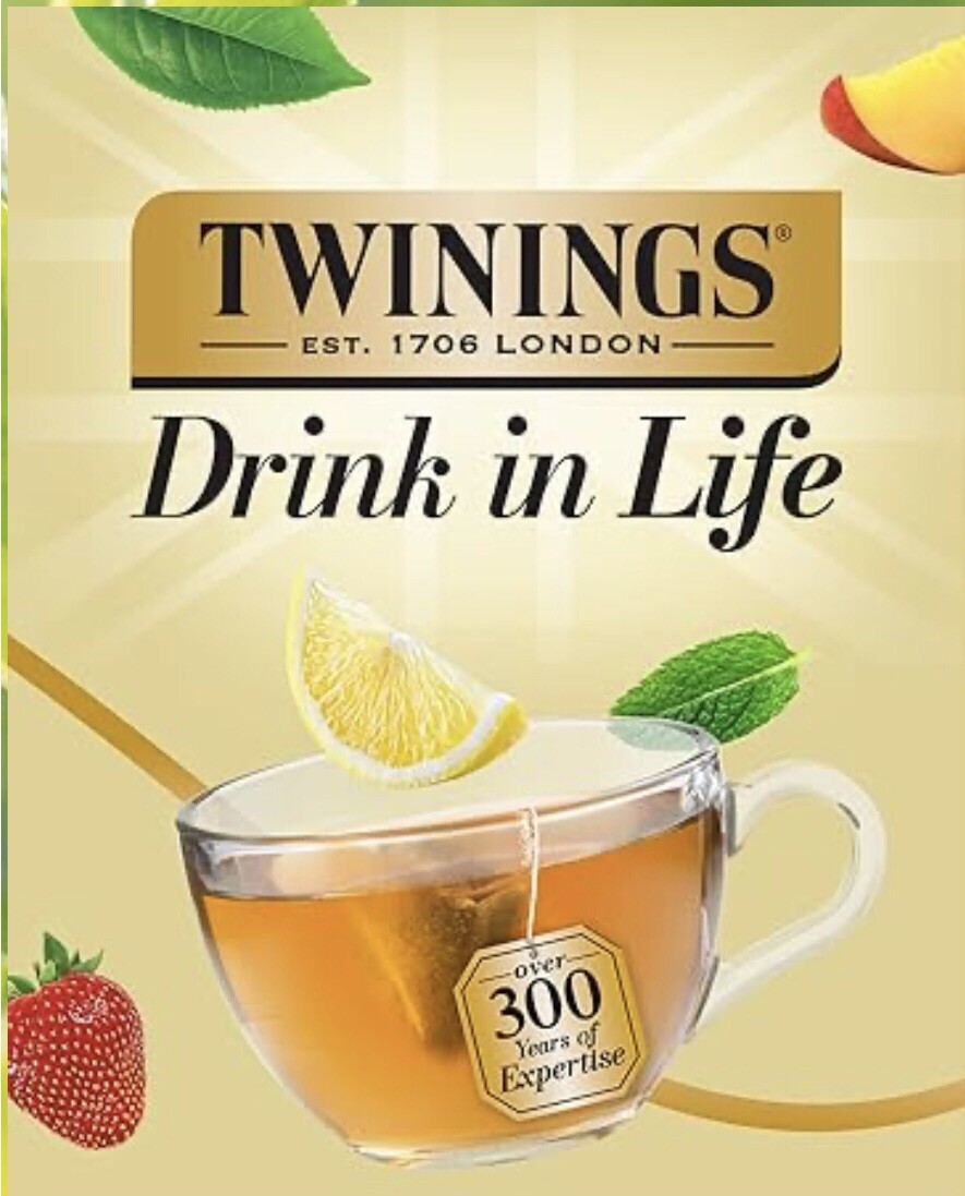 4 Box Twinings Lemon & Ginger Herbal Tea, Caffeine Free 100 Tea Bags 1.32 oz EA