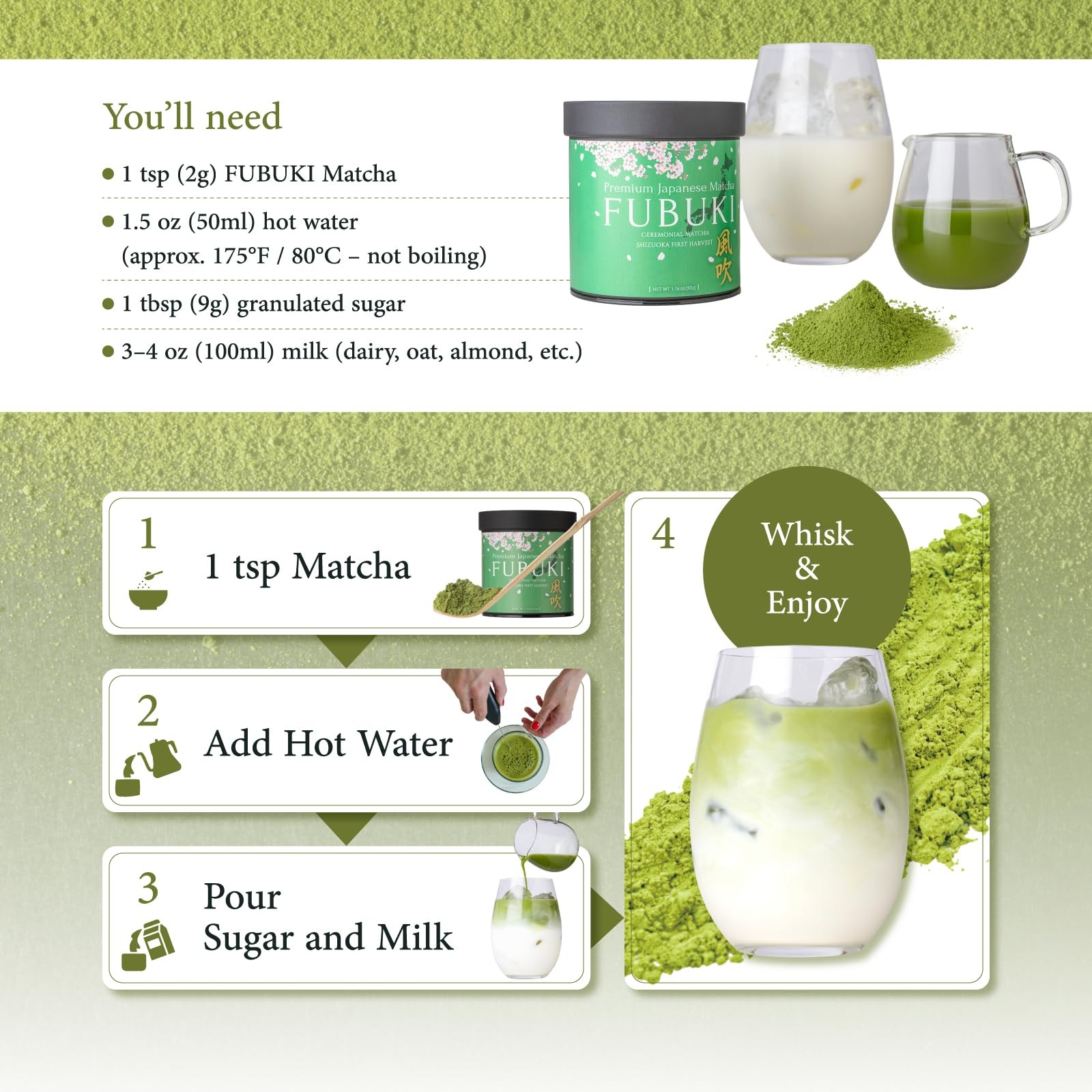 FUBUKI Authentic Japanese Matcha Green Tea Powder – Ceremonial Grade, Single-…