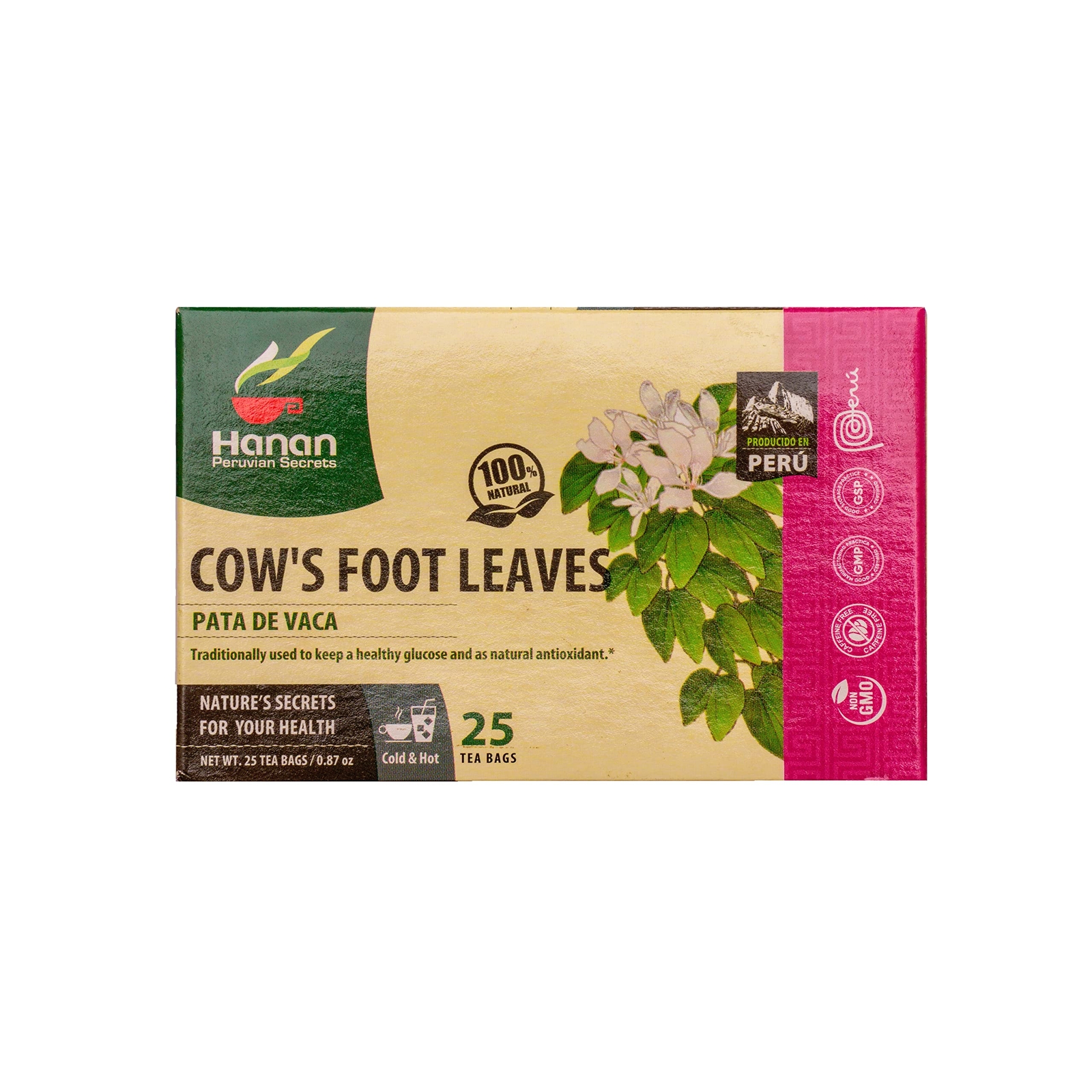 Pata De Vaca Bauhinia Tea 25 Count Caffeine Free Herbal Tea Individual Bags